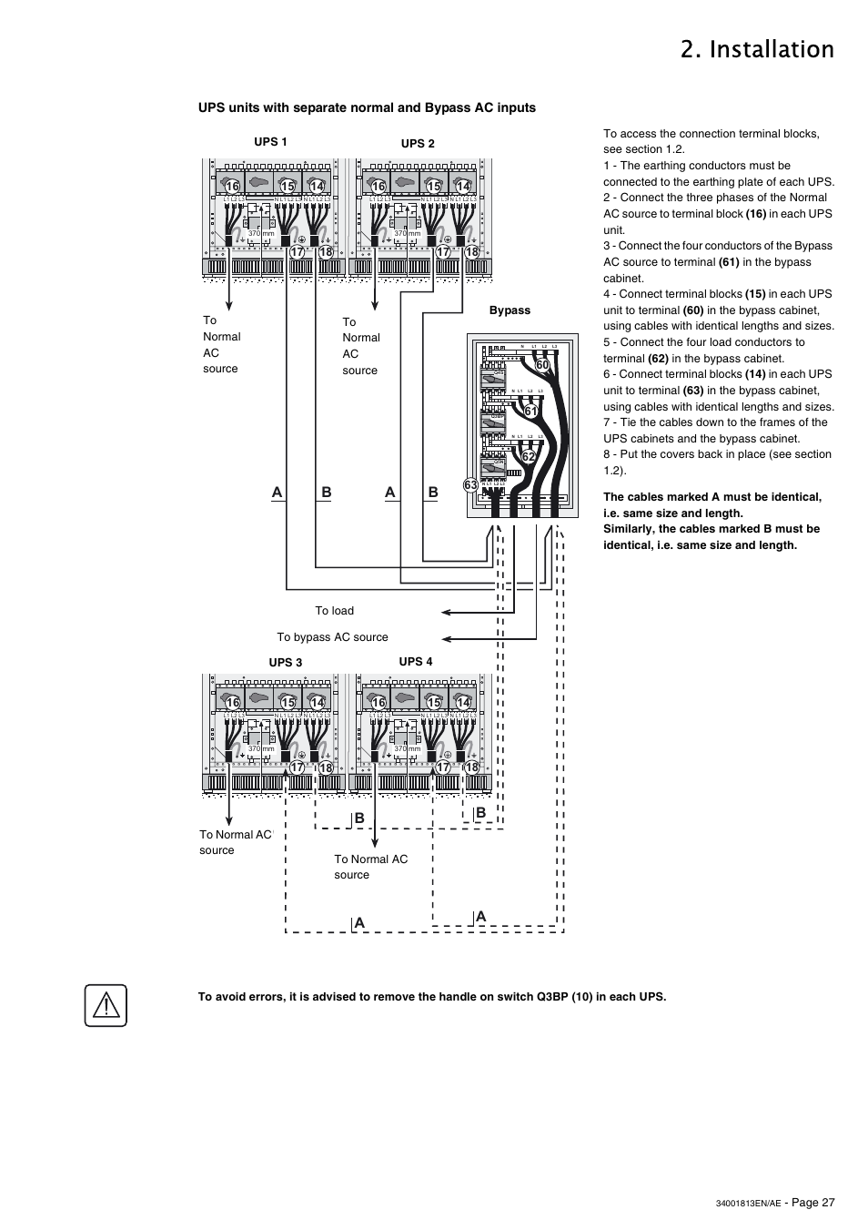 Installation | APC GALAXY 5000 User Manual | Page 27 / 68