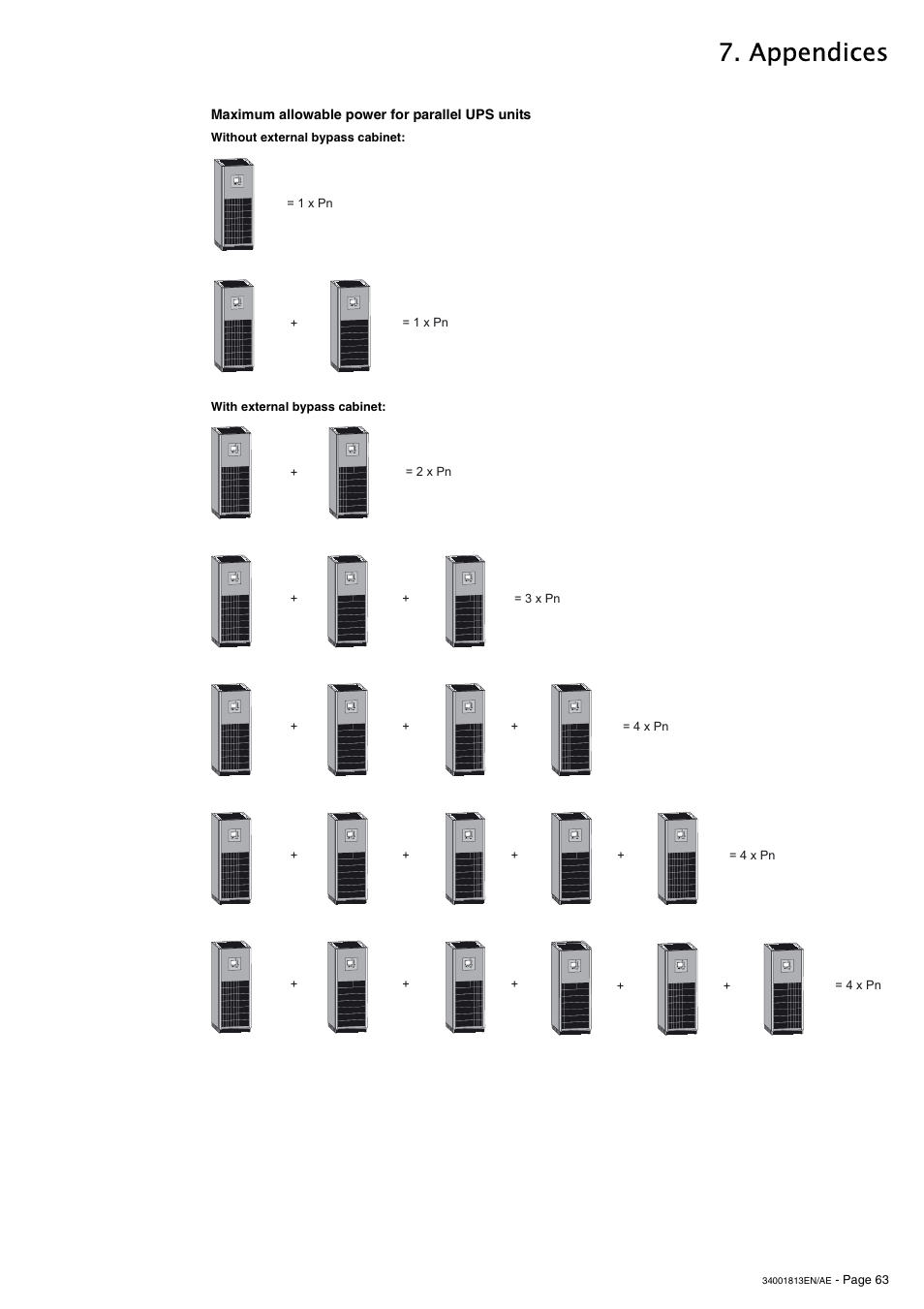 Maximum allowable power for parallel ups units, Appendices | APC GALAXY 5000 User Manual | Page 63 / 68