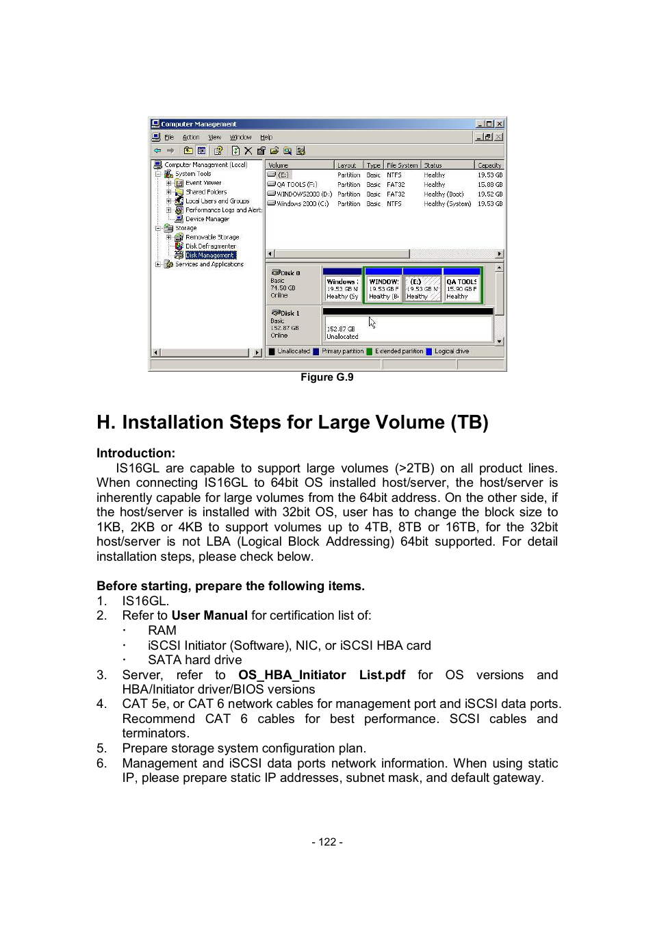 H. installation steps for large volume (tb) | APC RAID Subsystem SCSI-SATA II User Manual | Page 122 / 131