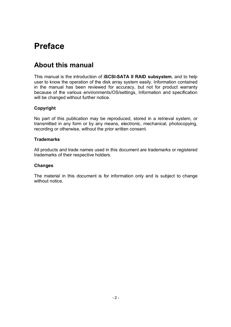 Preface, About this manual | APC RAID Subsystem SCSI-SATA II User Manual | Page 2 / 131