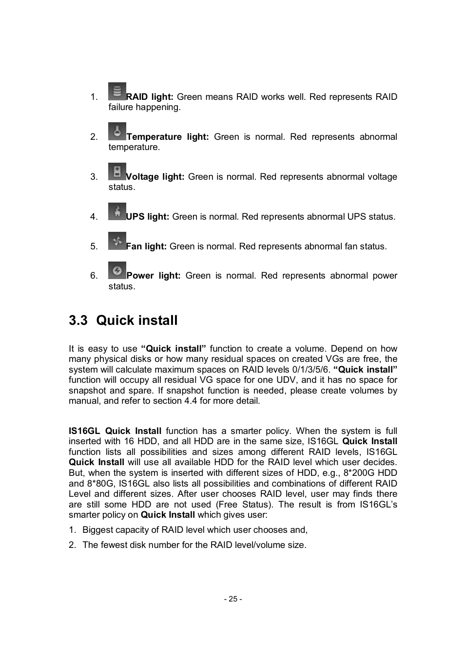 3 quick install | APC RAID Subsystem SCSI-SATA II User Manual | Page 25 / 131