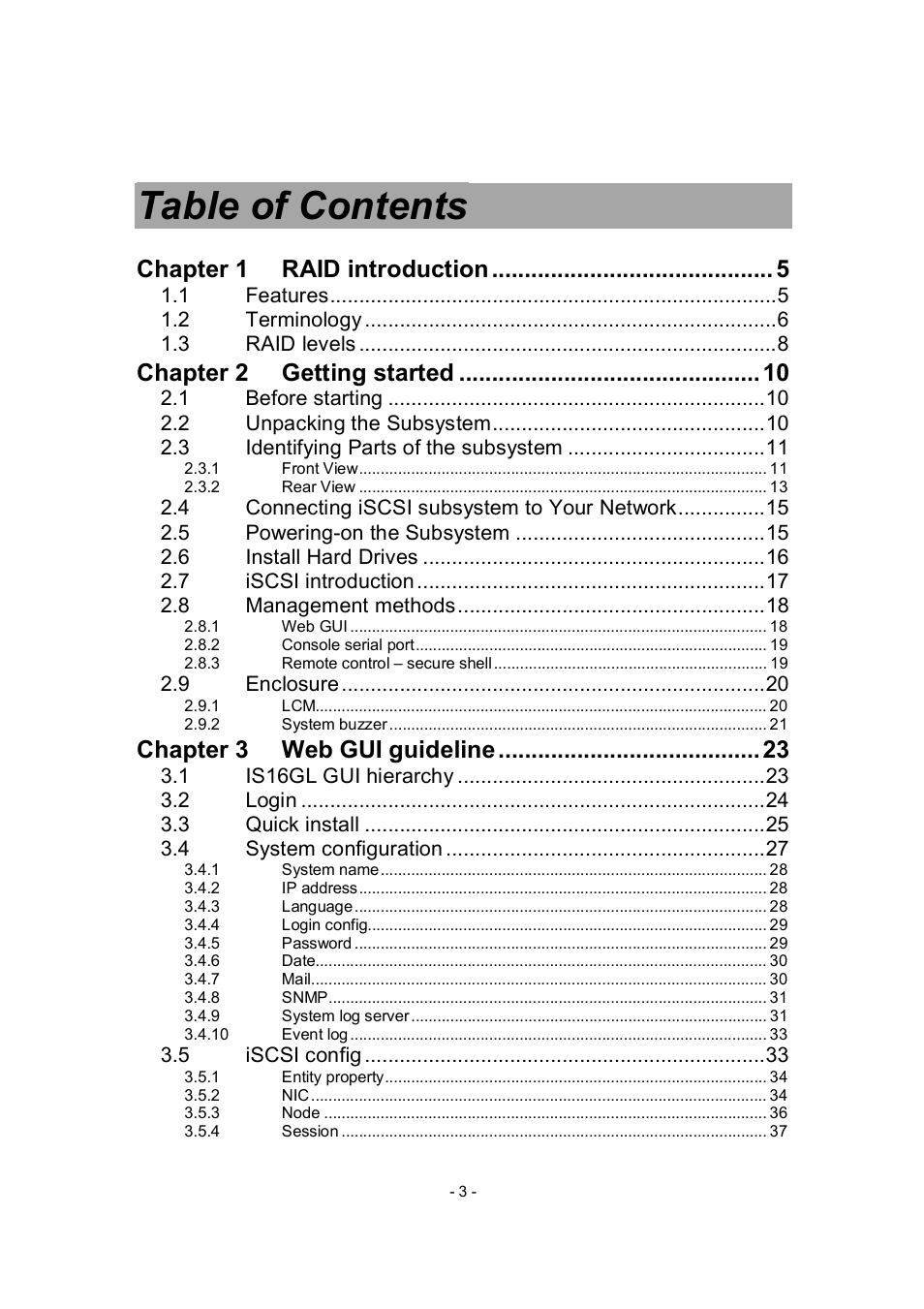 APC RAID Subsystem SCSI-SATA II User Manual | Page 3 / 131