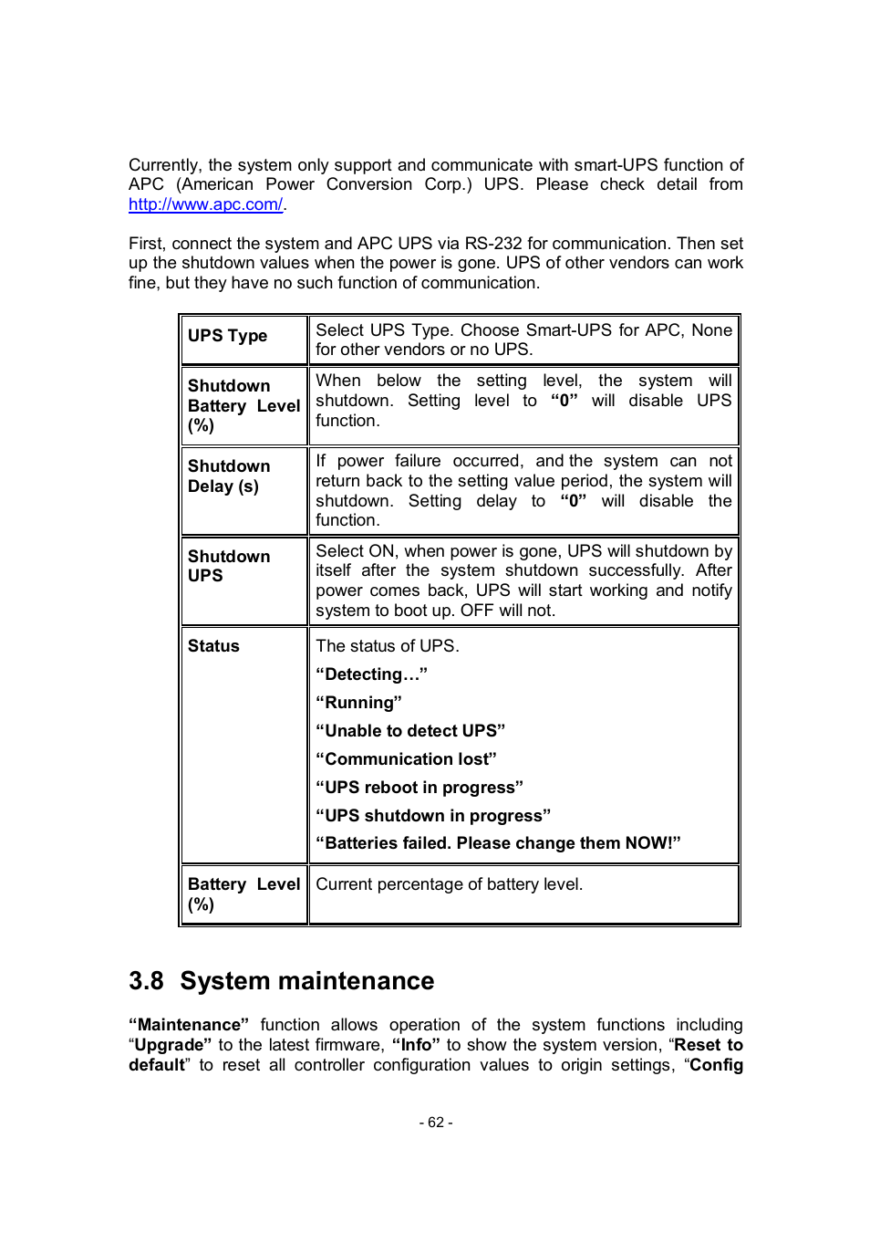 8 system maintenance | APC RAID Subsystem SCSI-SATA II User Manual | Page 62 / 131
