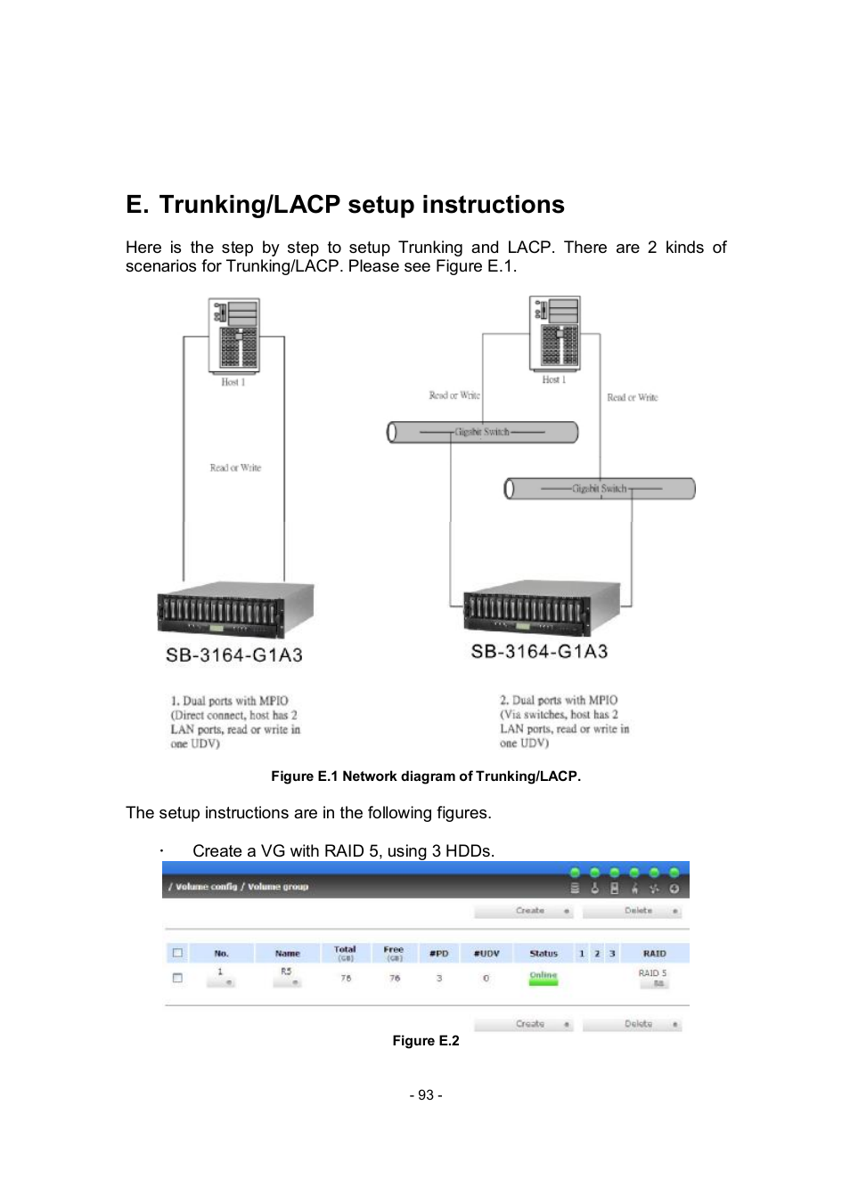 E. trunking/lacp setup instructions | APC RAID Subsystem SCSI-SATA II User Manual | Page 93 / 131