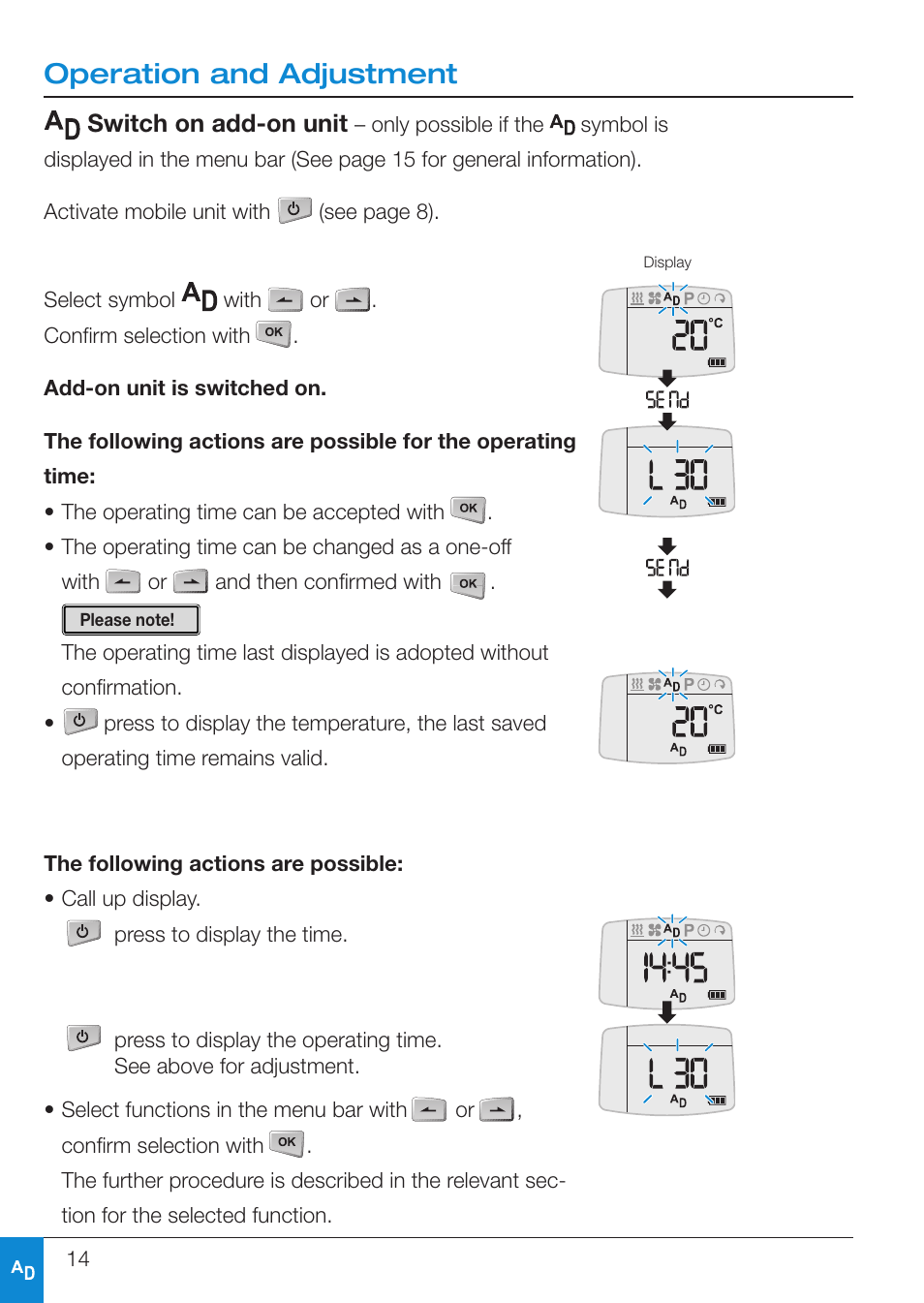 Operation and adjustment | Eberspacher EasyStart R User Manual | Page 14 / 28
