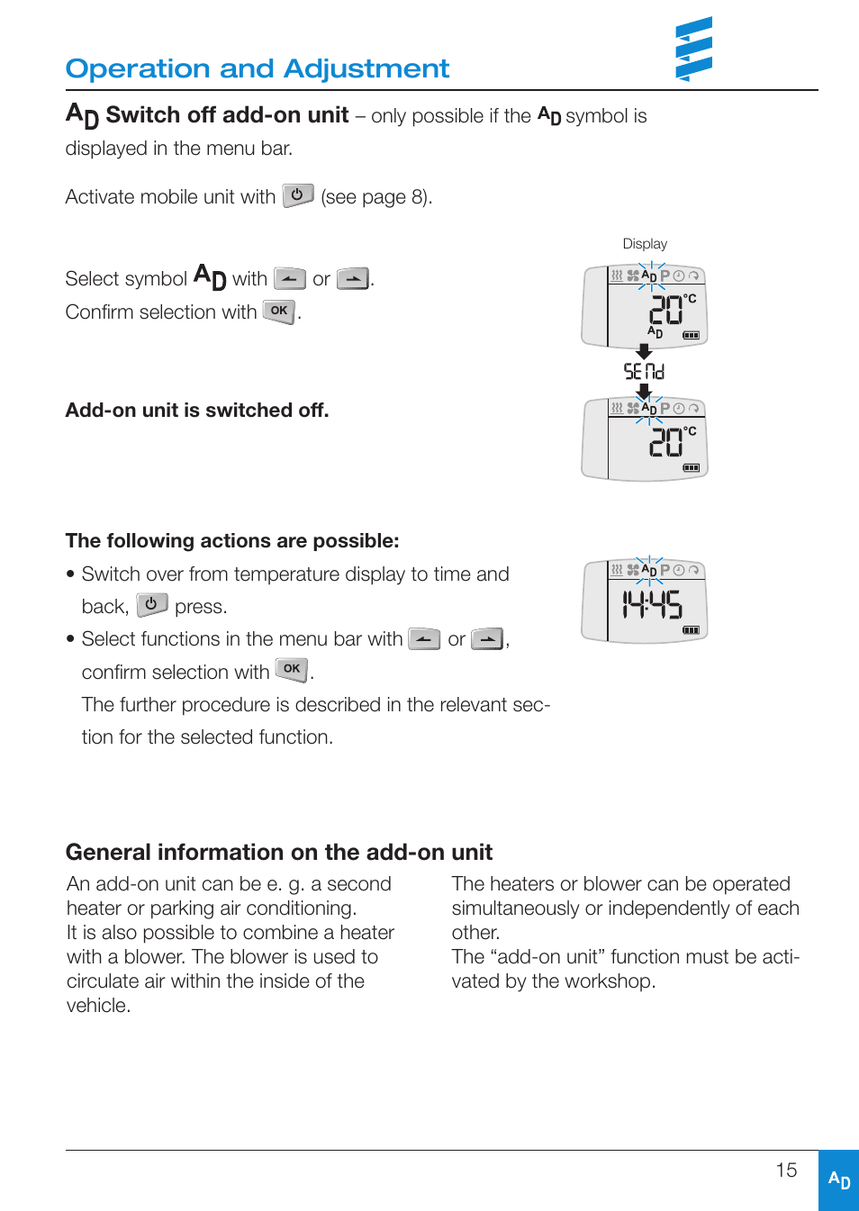 Operation and adjustment | Eberspacher EasyStart R User Manual | Page 15 / 28