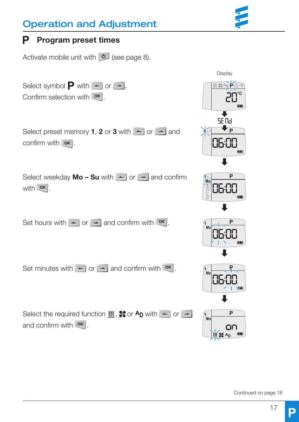 Operation and adjustment | Eberspacher EasyStart R User Manual | Page 17 / 28