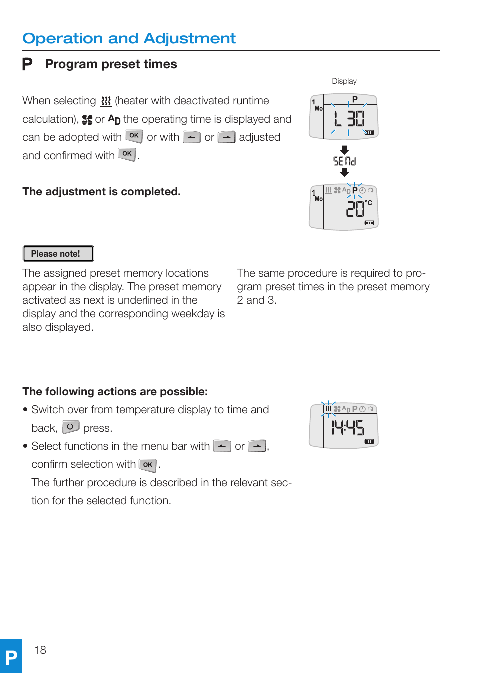 Operation and adjustment | Eberspacher EasyStart R User Manual | Page 18 / 28