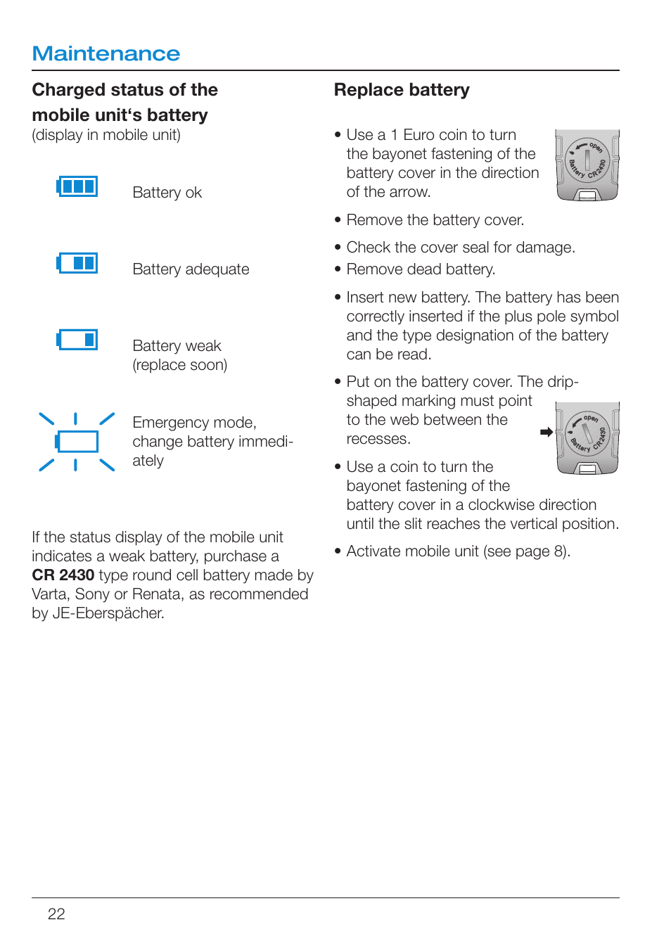 Maintenance | Eberspacher EasyStart R User Manual | Page 22 / 28