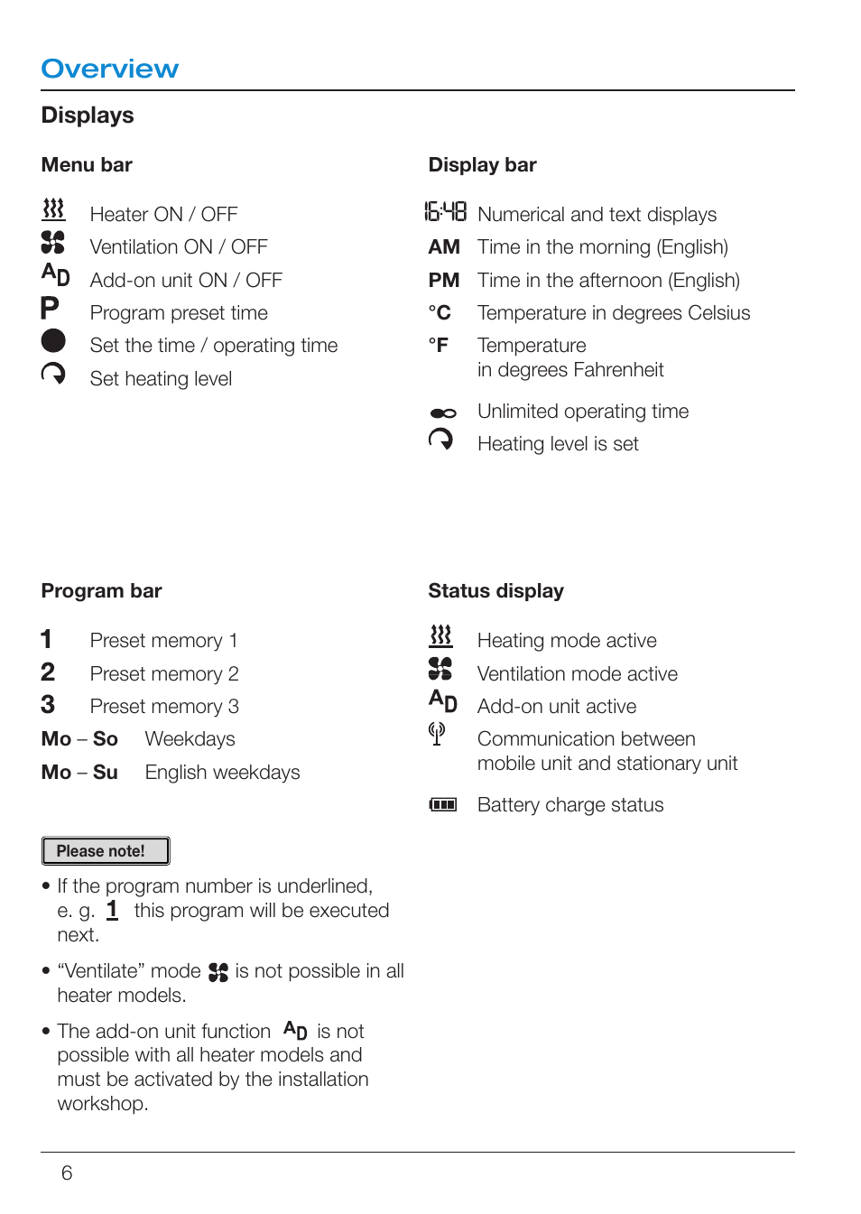 Overview | Eberspacher EasyStart R User Manual | Page 6 / 28
