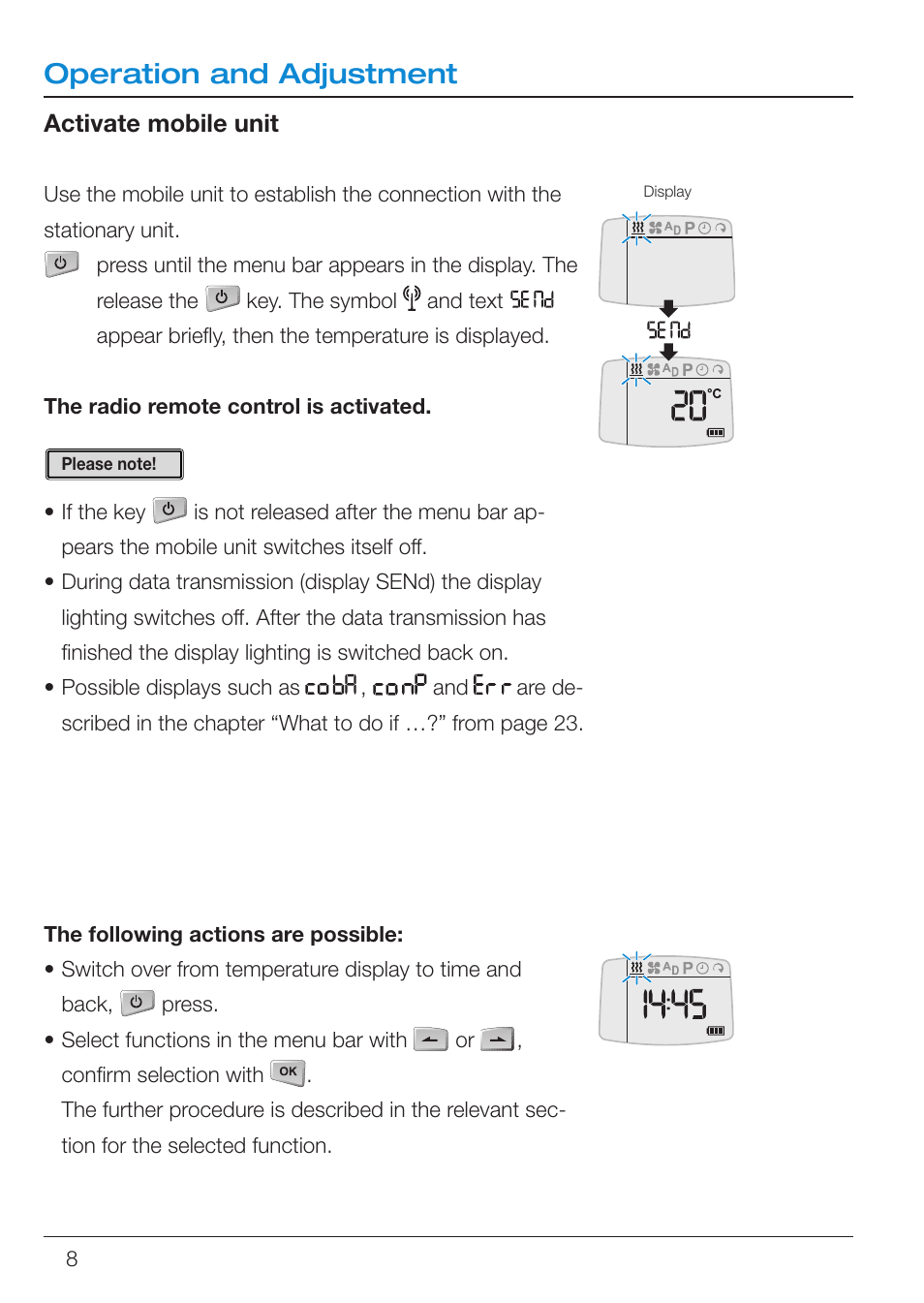 Operation and adjustment | Eberspacher EasyStart R User Manual | Page 8 / 28