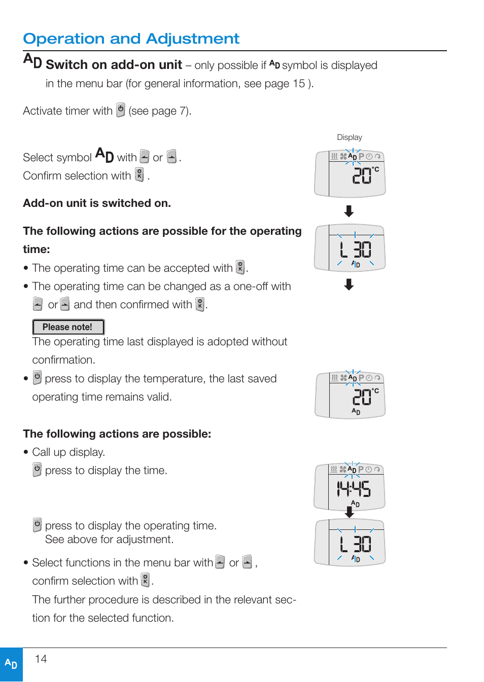 Operation and adjustment | Eberspacher EasyStart T User Manual | Page 14 / 28