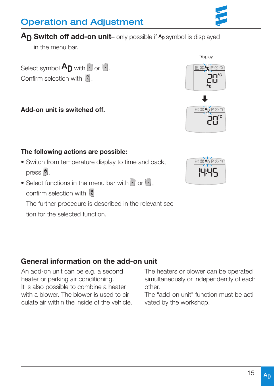 Operation and adjustment | Eberspacher EasyStart T User Manual | Page 15 / 28