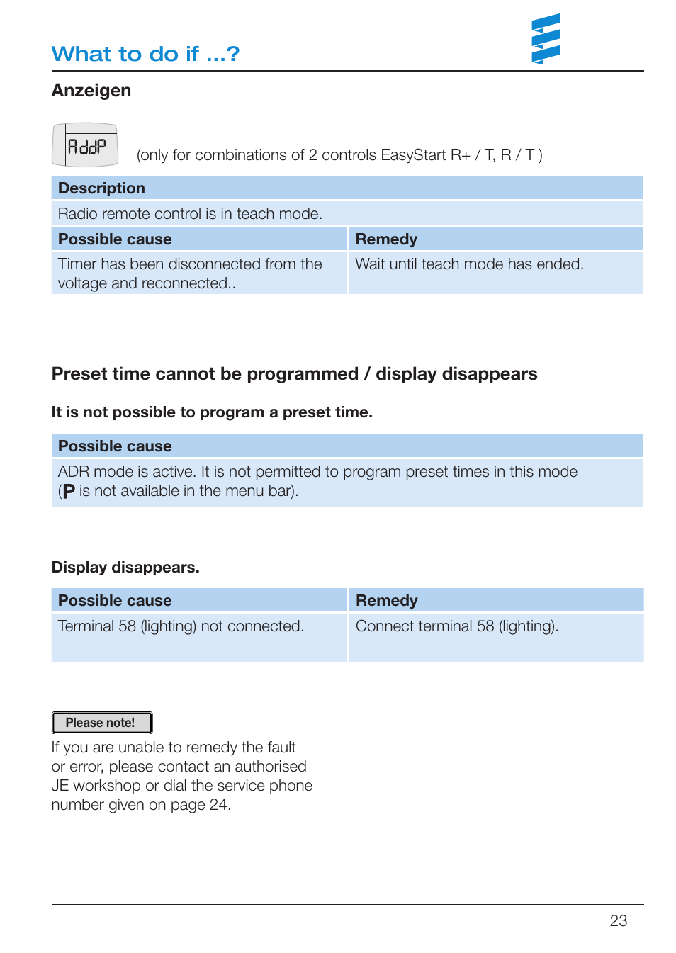 What to do if | Eberspacher EasyStart T User Manual | Page 23 / 28