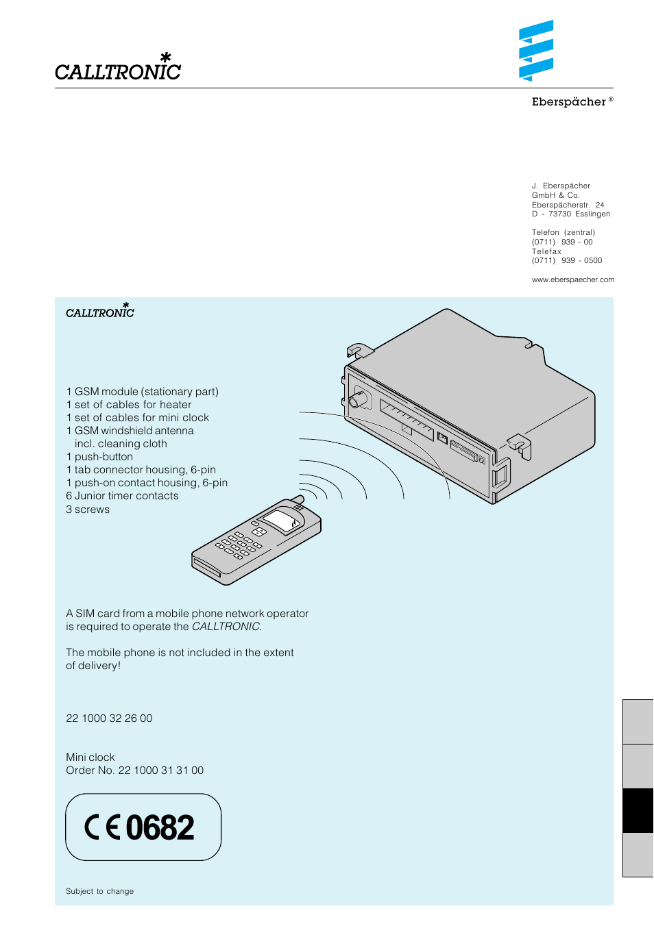 Eberspacher Calltronic 01 User Manual | 20 pages