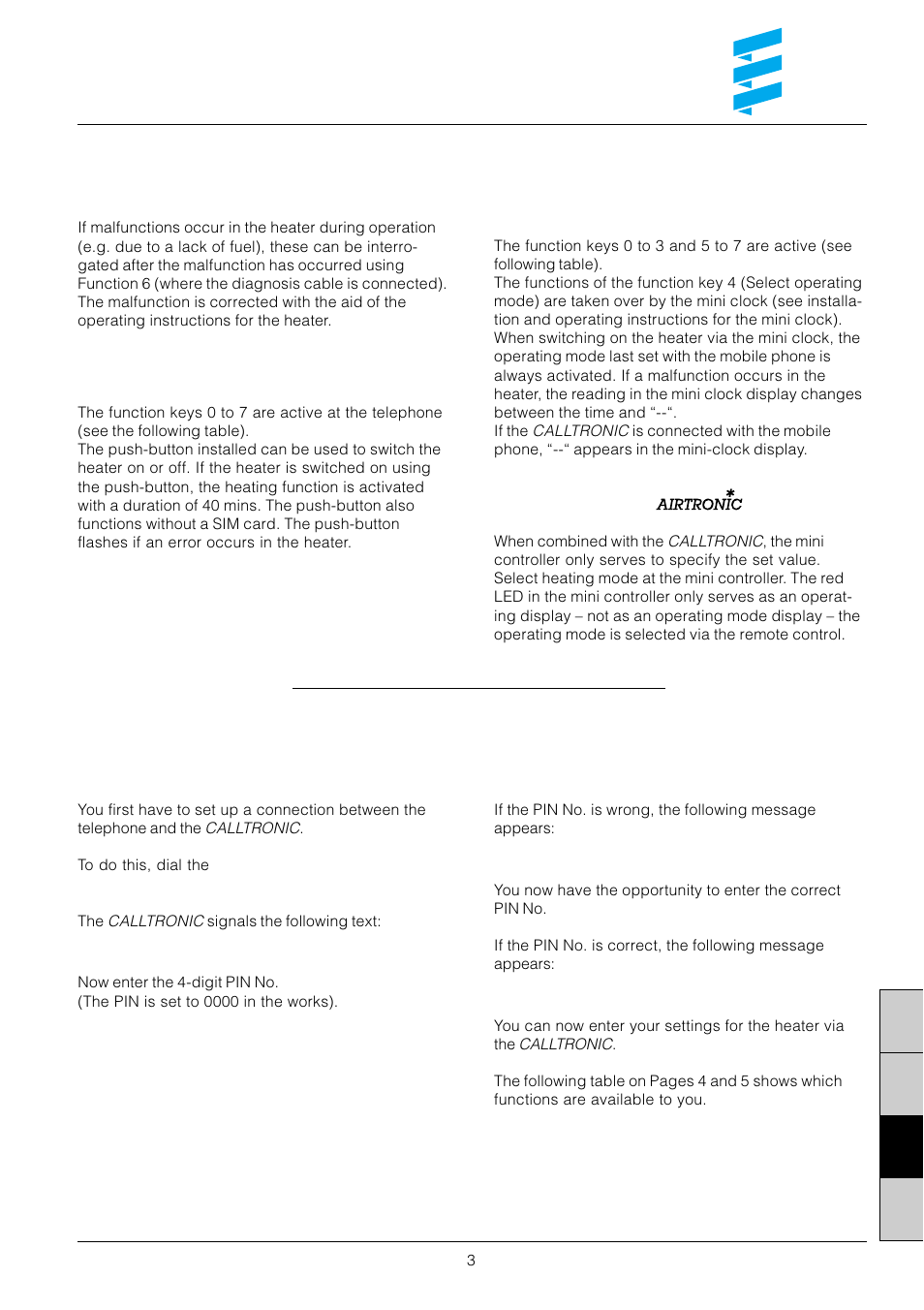 Ds gb f, The following 3 operating modes are available | Eberspacher Calltronic 01 User Manual | Page 3 / 20