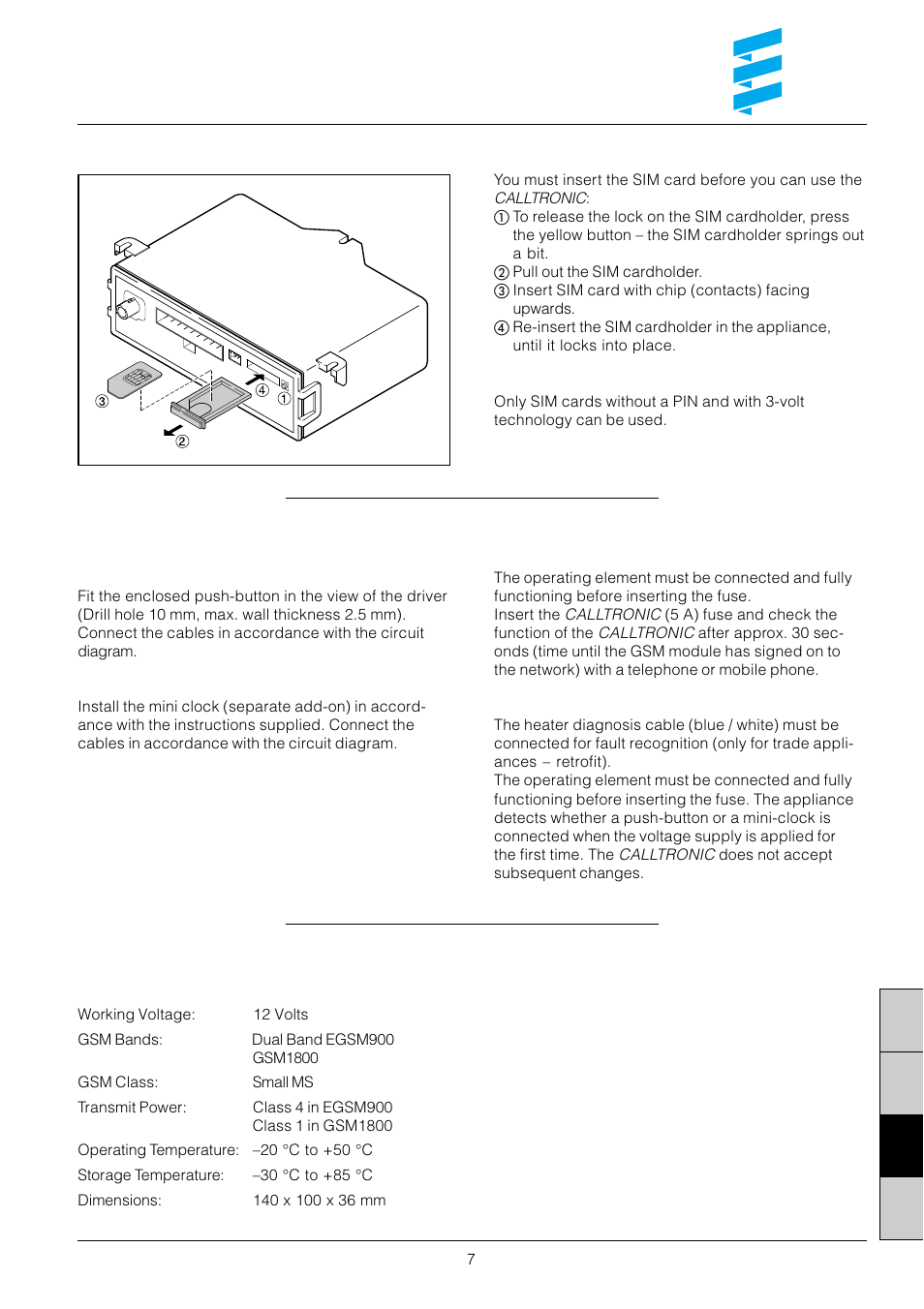 Ds gb f, Technical data | Eberspacher Calltronic 01 User Manual | Page 7 / 20