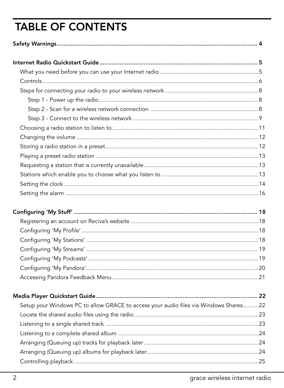 ECOXGEAR ITCIR1000: Original Grace Internet Radio User Manual | Page 2 / 41