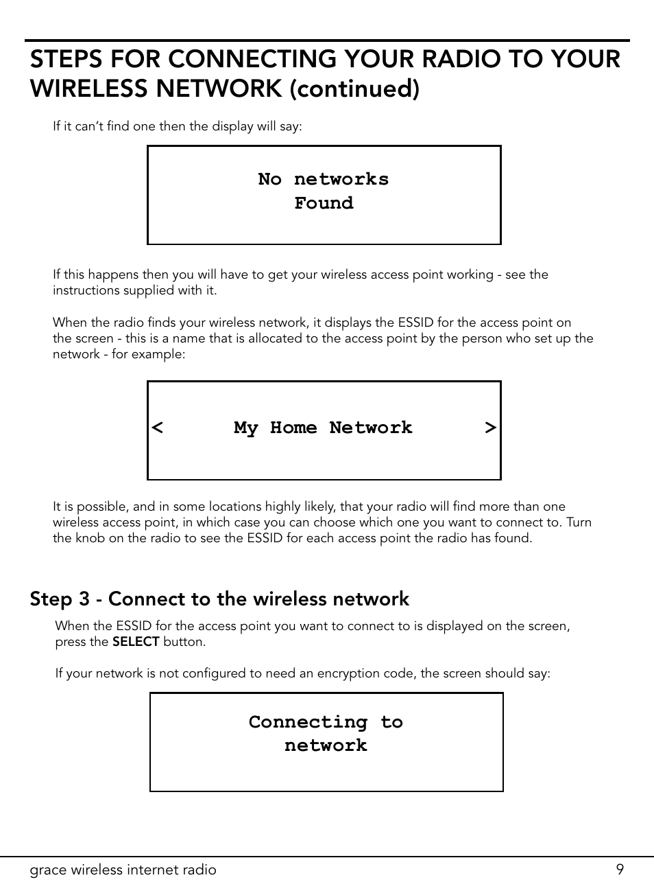 No networks found, My home network | ECOXGEAR ITCIR1000: Original Grace Internet Radio User Manual | Page 9 / 41