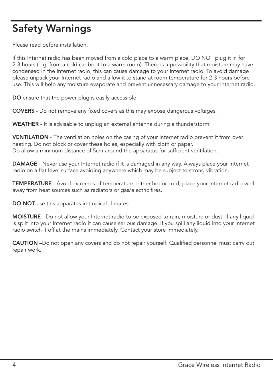 Safety warnings | ECOXGEAR IR1000: Innovator User Manual | Page 4 / 44
