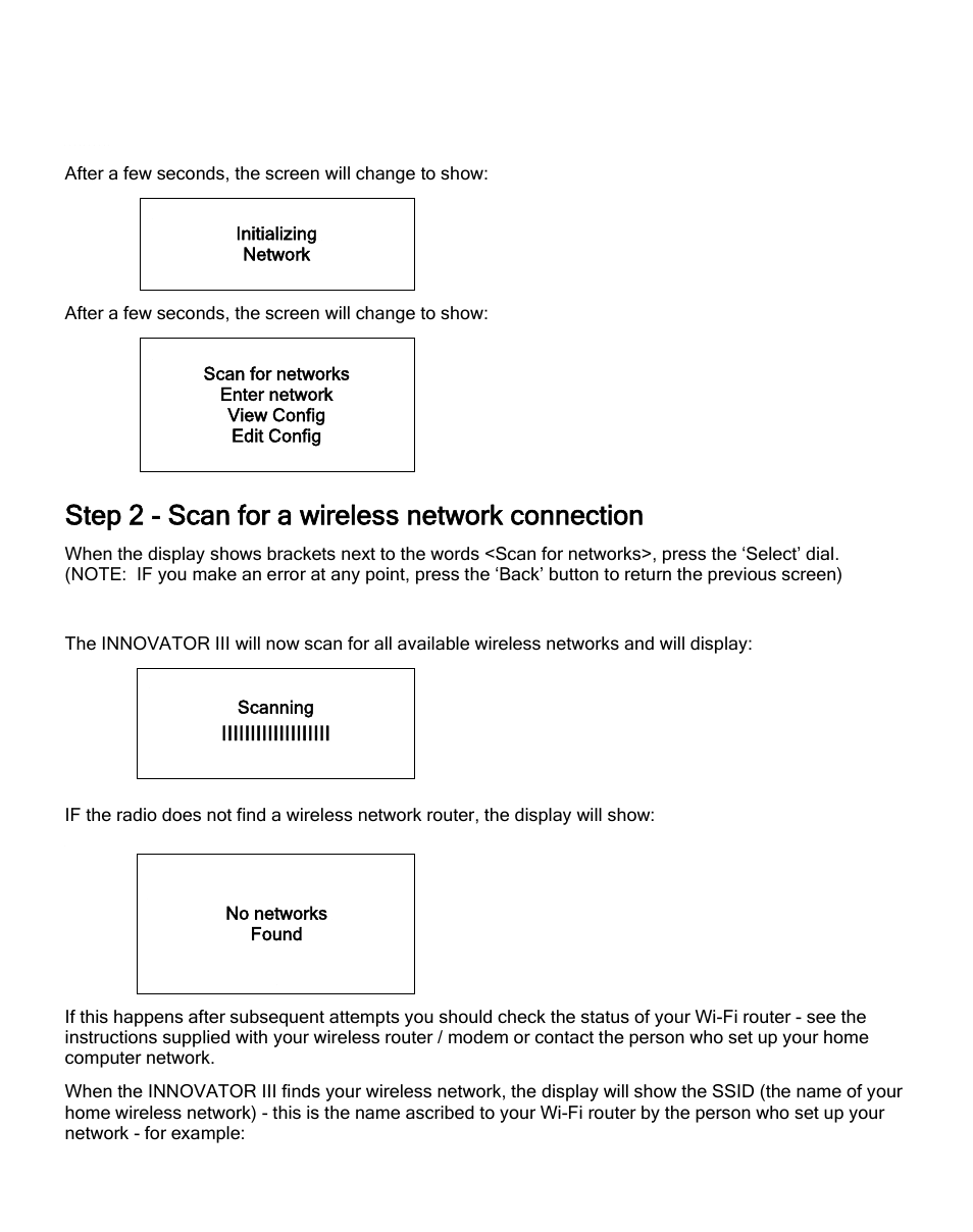 Step 2 - scan for a wireless network connection | ECOXGEAR IR2500: Innovator III User Manual | Page 14 / 51