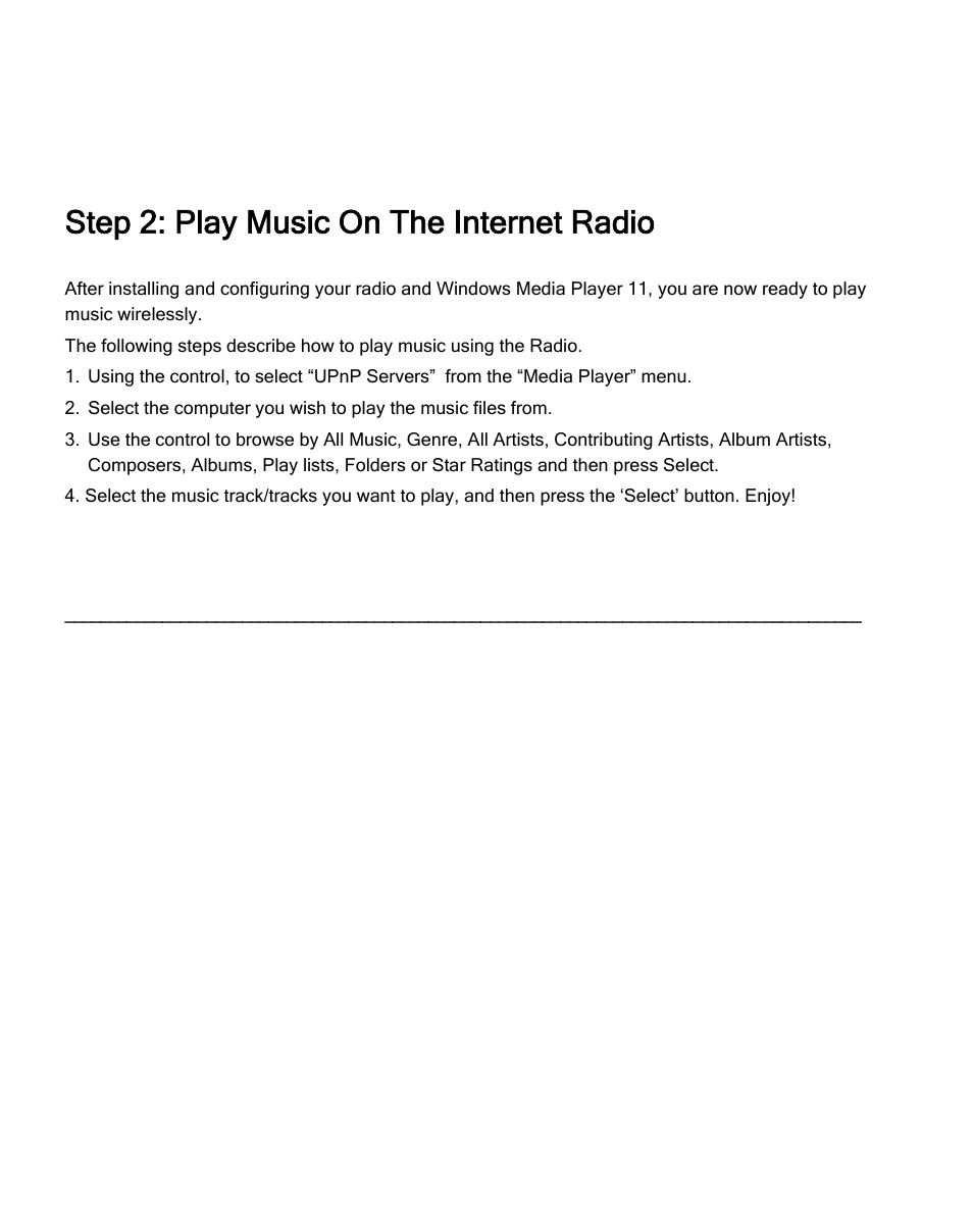 Tep 2: play music on the internet radio | ECOXGEAR IR2500: Innovator III User Manual | Page 50 / 51