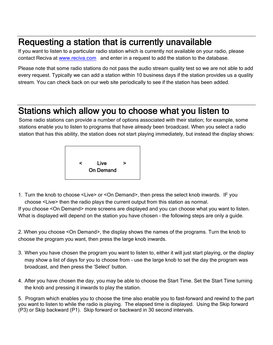 Requesting a station that is currently unavailable | ECOXGEAR IR2550P: Pandora Radio User Manual | Page 21 / 51