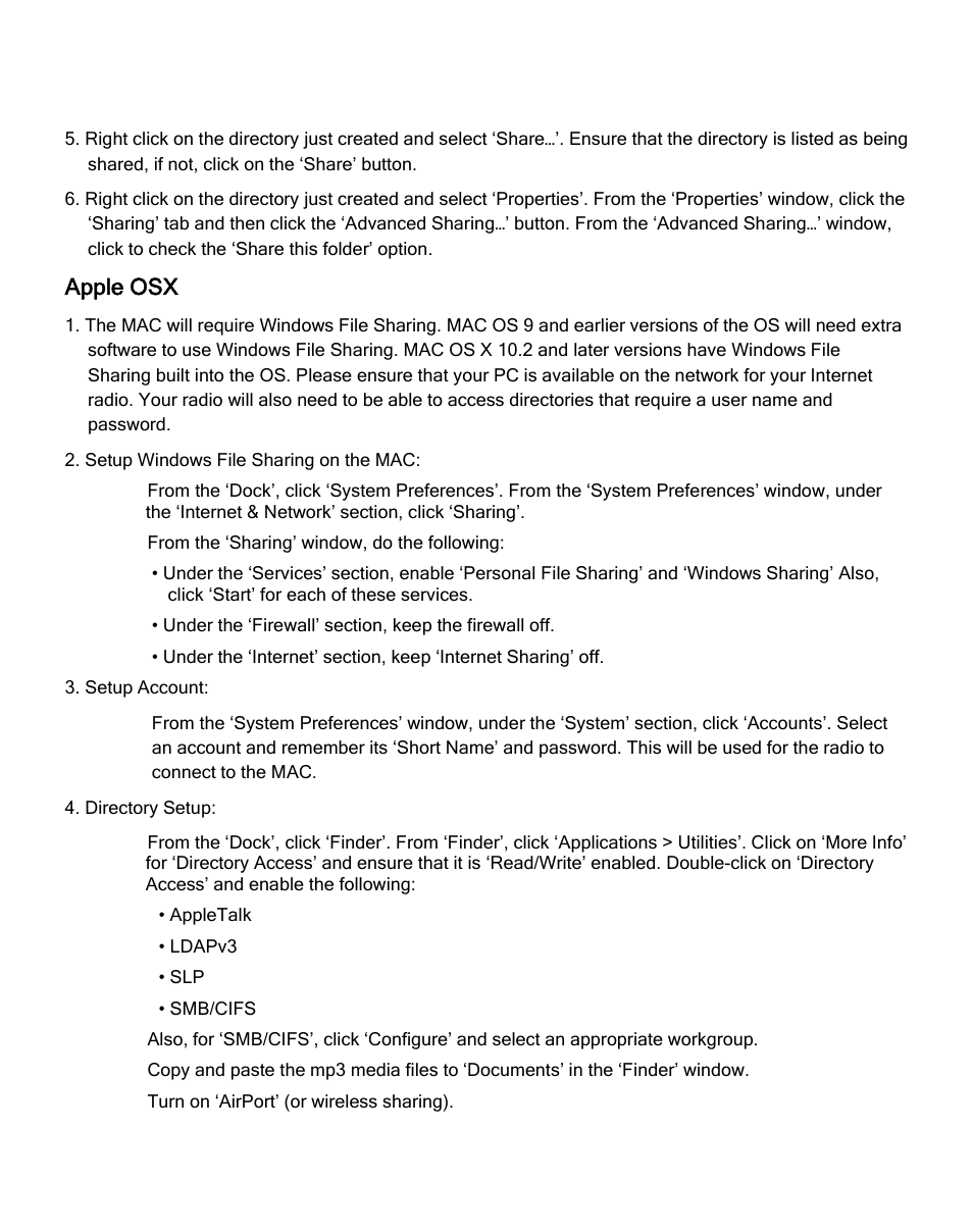Apple osx | ECOXGEAR IR2550P: Pandora Radio User Manual | Page 31 / 51