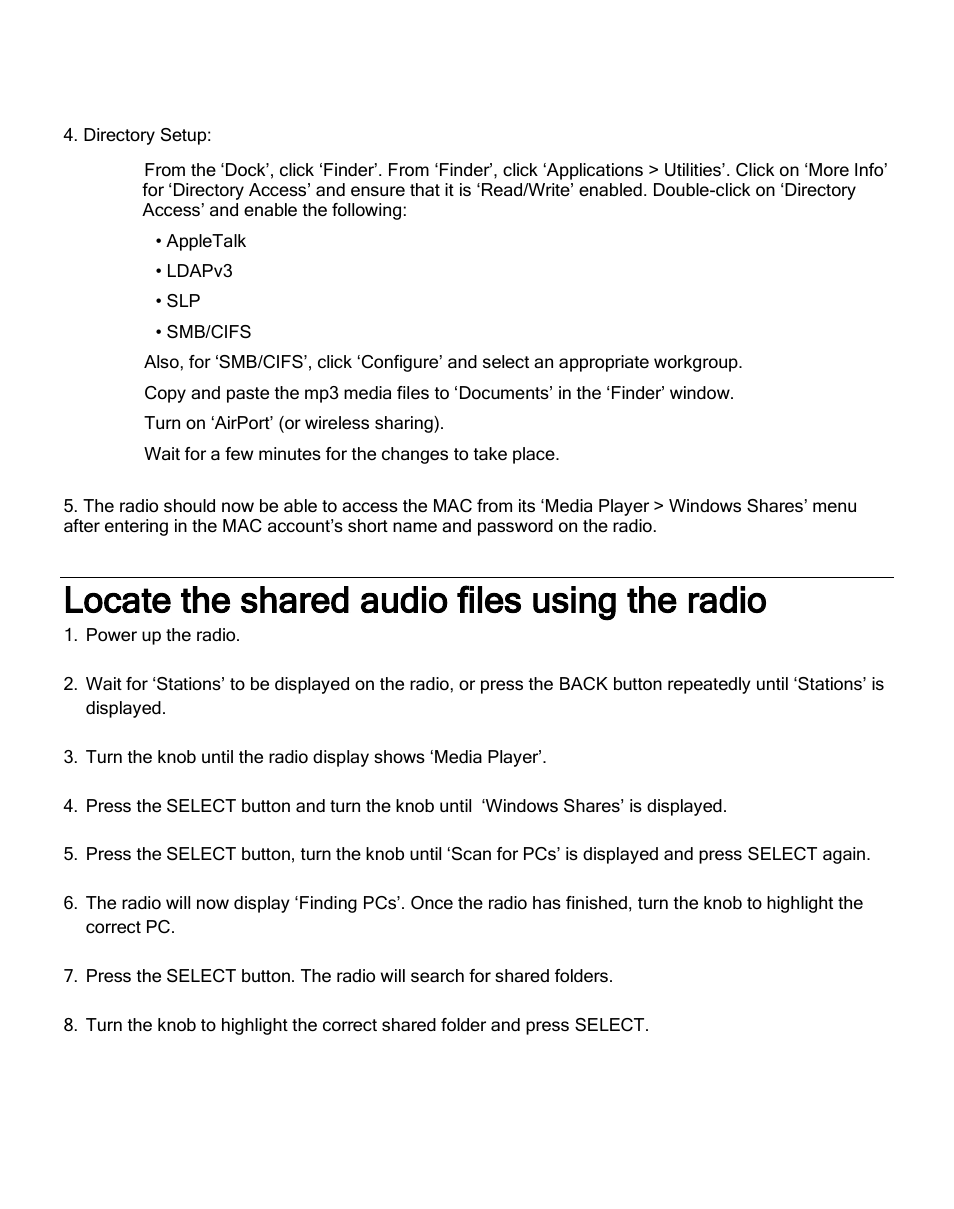 Locate the shared audio files using the radio | ECOXGEAR IR2600: Innovator X User Manual | Page 32 / 52