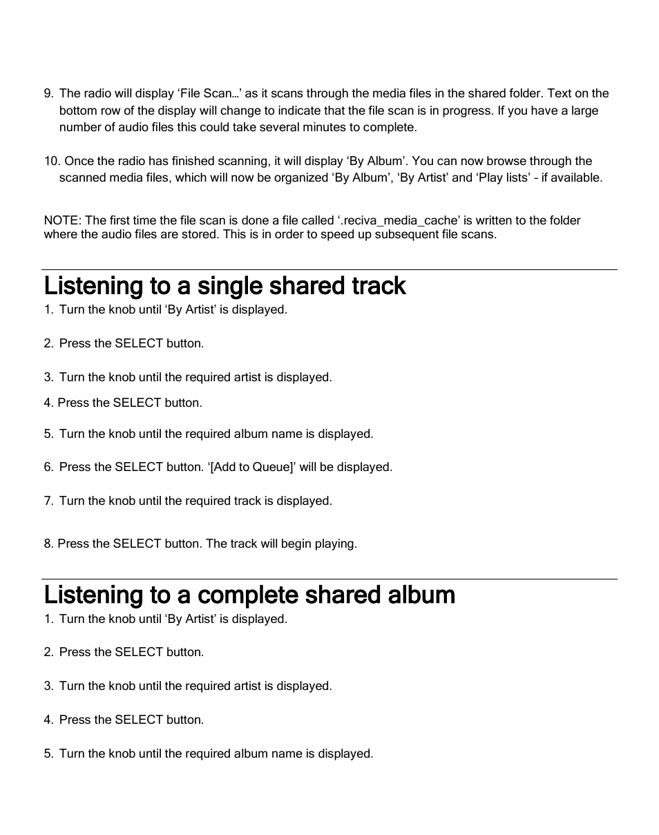 Listening to a single shared track, Listening to a complete shared album | ECOXGEAR IR2600: Innovator X User Manual | Page 33 / 52