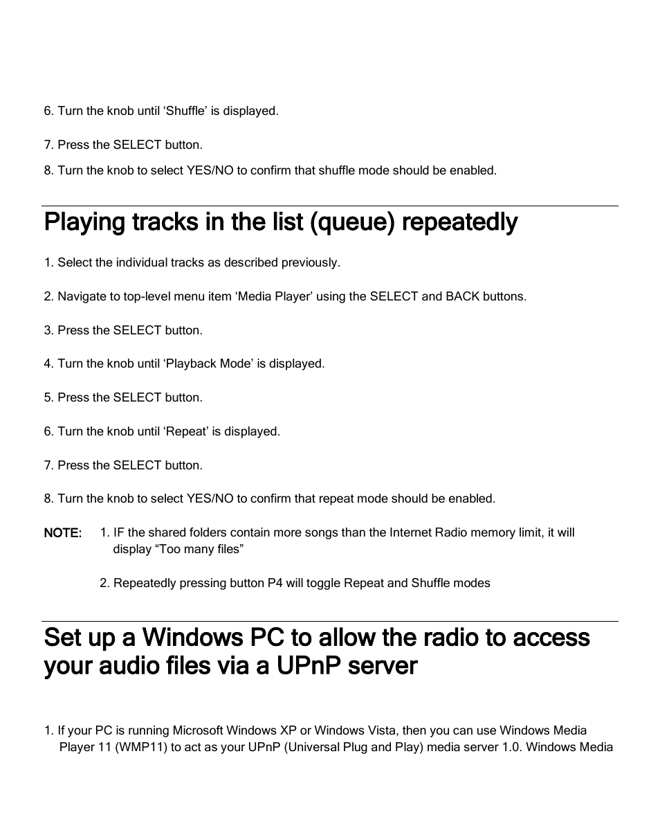 Playing tracks in the list (queue) repeatedly | ECOXGEAR IR2600: Innovator X User Manual | Page 36 / 52