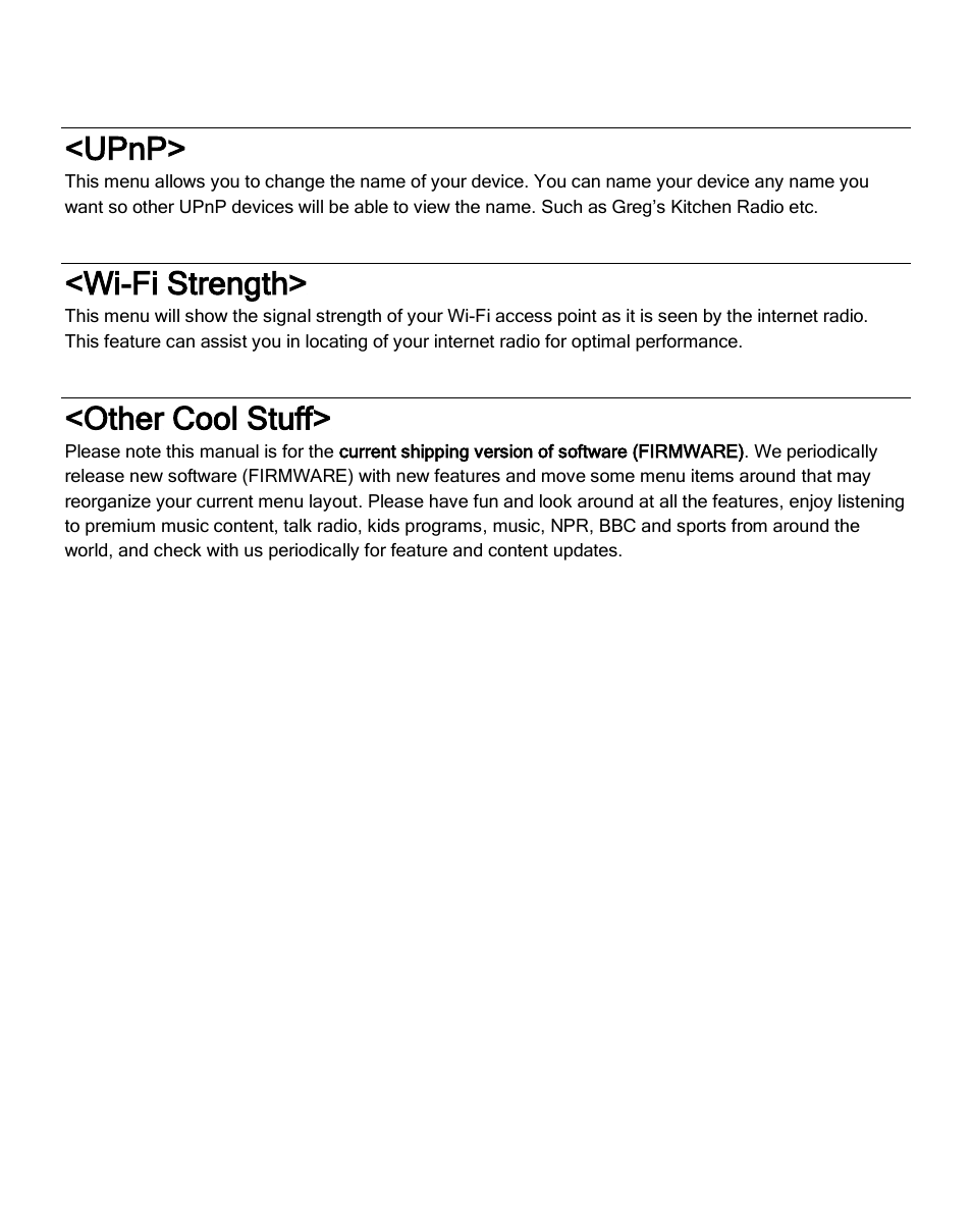 Upnp, Wi-fi strength, Other cool stuff | ECOXGEAR IR2600: Innovator X User Manual | Page 44 / 52