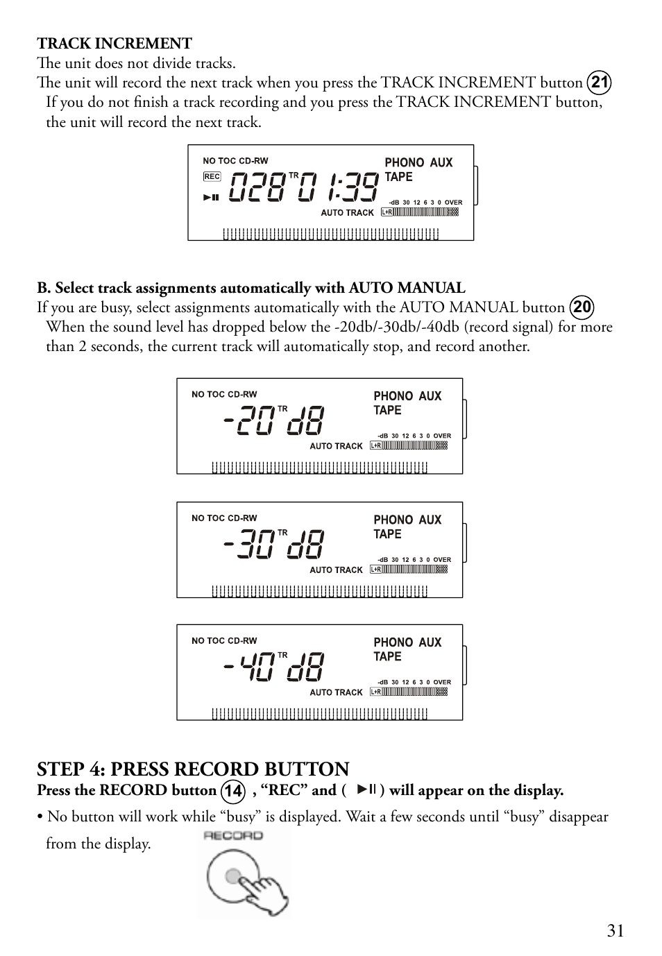 Step 4: press record button | ECOXGEAR TWCCDRW: Tunewriter II User Manual | Page 31 / 38