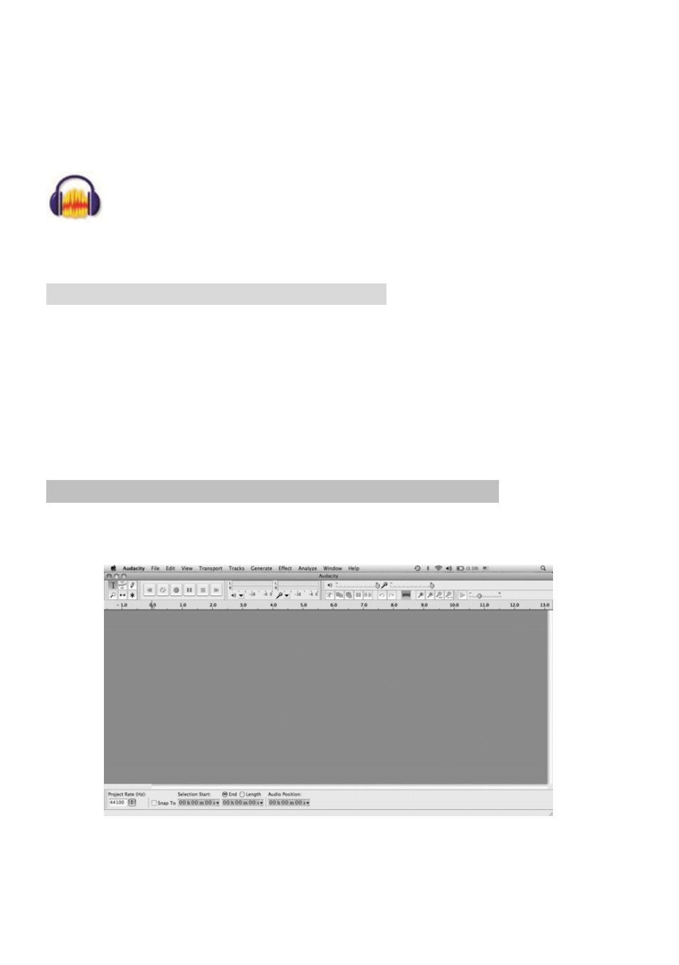 Audacity software & usb connection | ECOXGEAR T2USB200: Tape 2 USB User Manual | Page 32 / 44