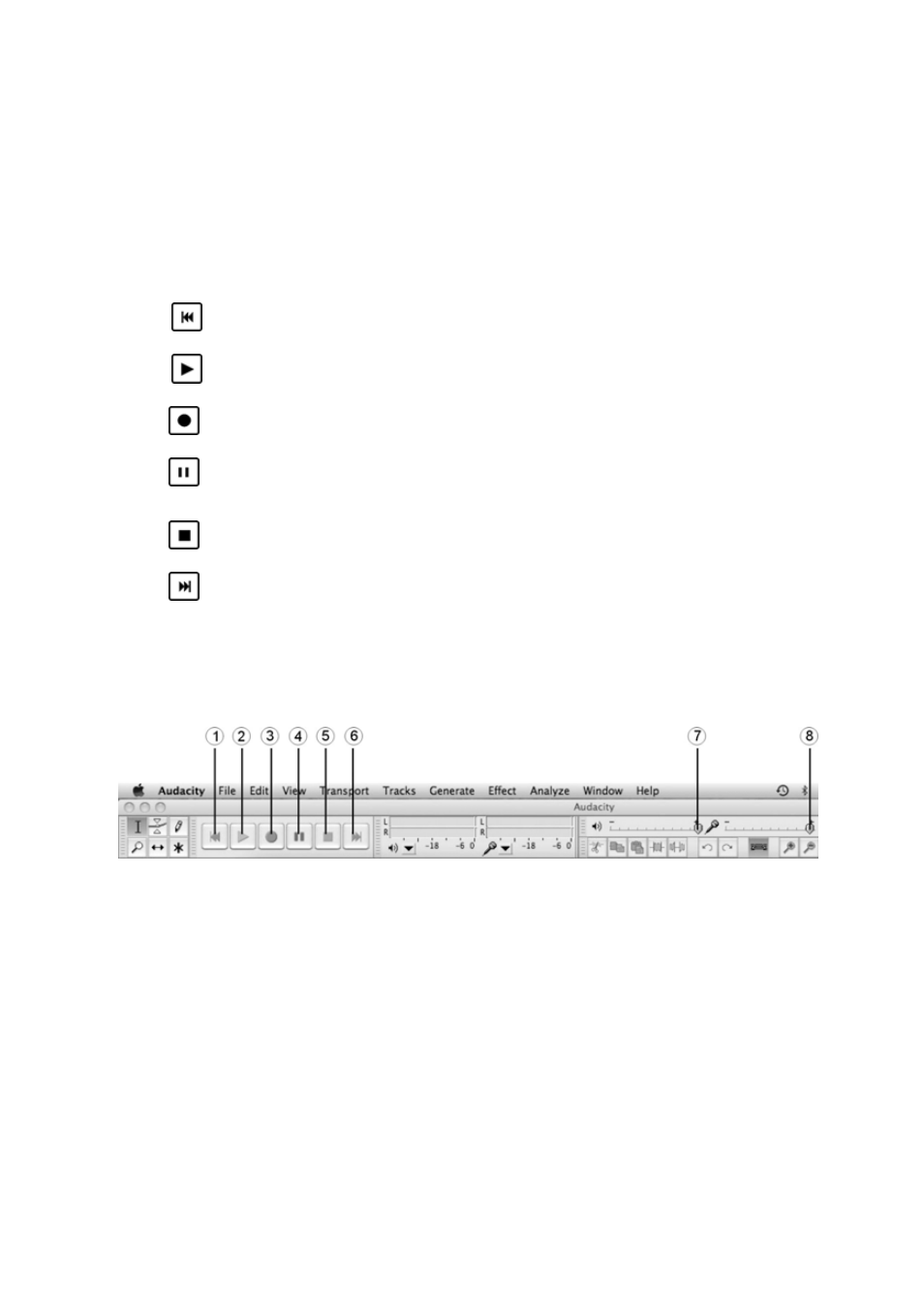 Audacity control buttons & settings | ECOXGEAR T2USB200: Tape 2 USB User Manual | Page 33 / 44