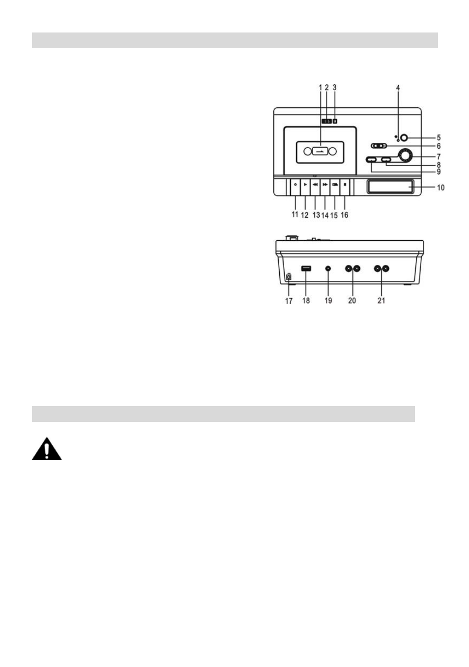 Unit diagram & component names / functions, Basic operation | ECOXGEAR T2USB200: Tape 2 USB User Manual | Page 4 / 44