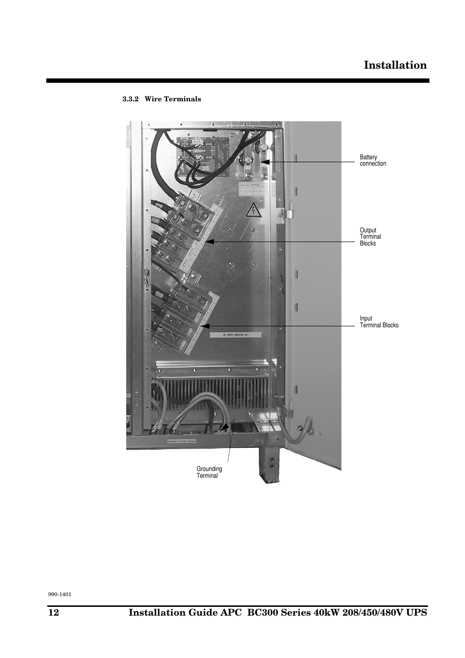 Installation | APC BC300 Series User Manual | Page 12 / 38