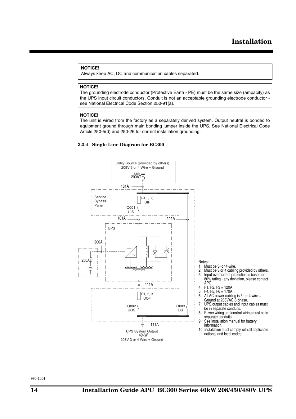 Installation | APC BC300 Series User Manual | Page 14 / 38