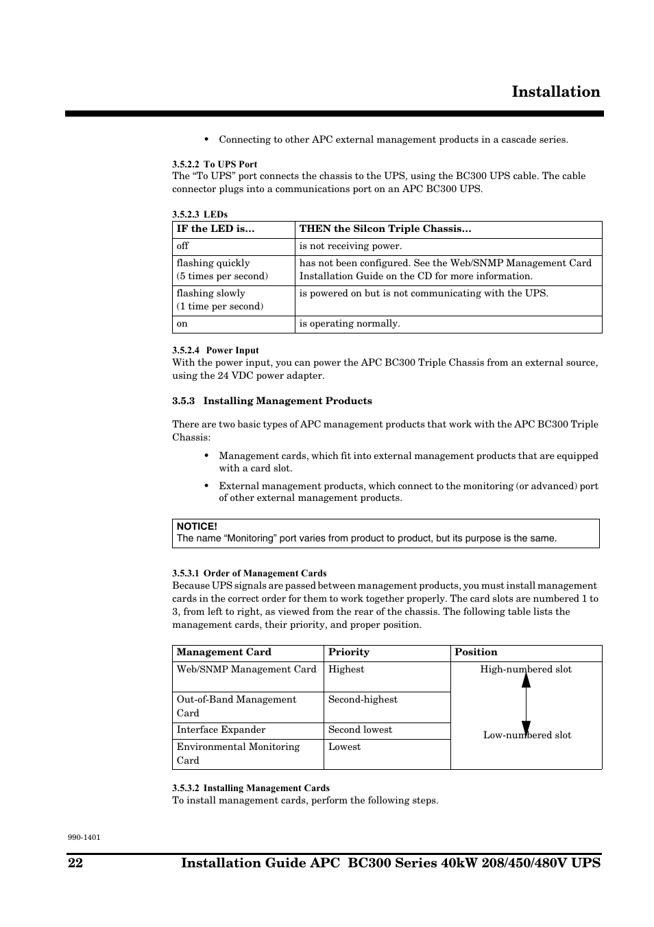 Installation | APC BC300 Series User Manual | Page 22 / 38