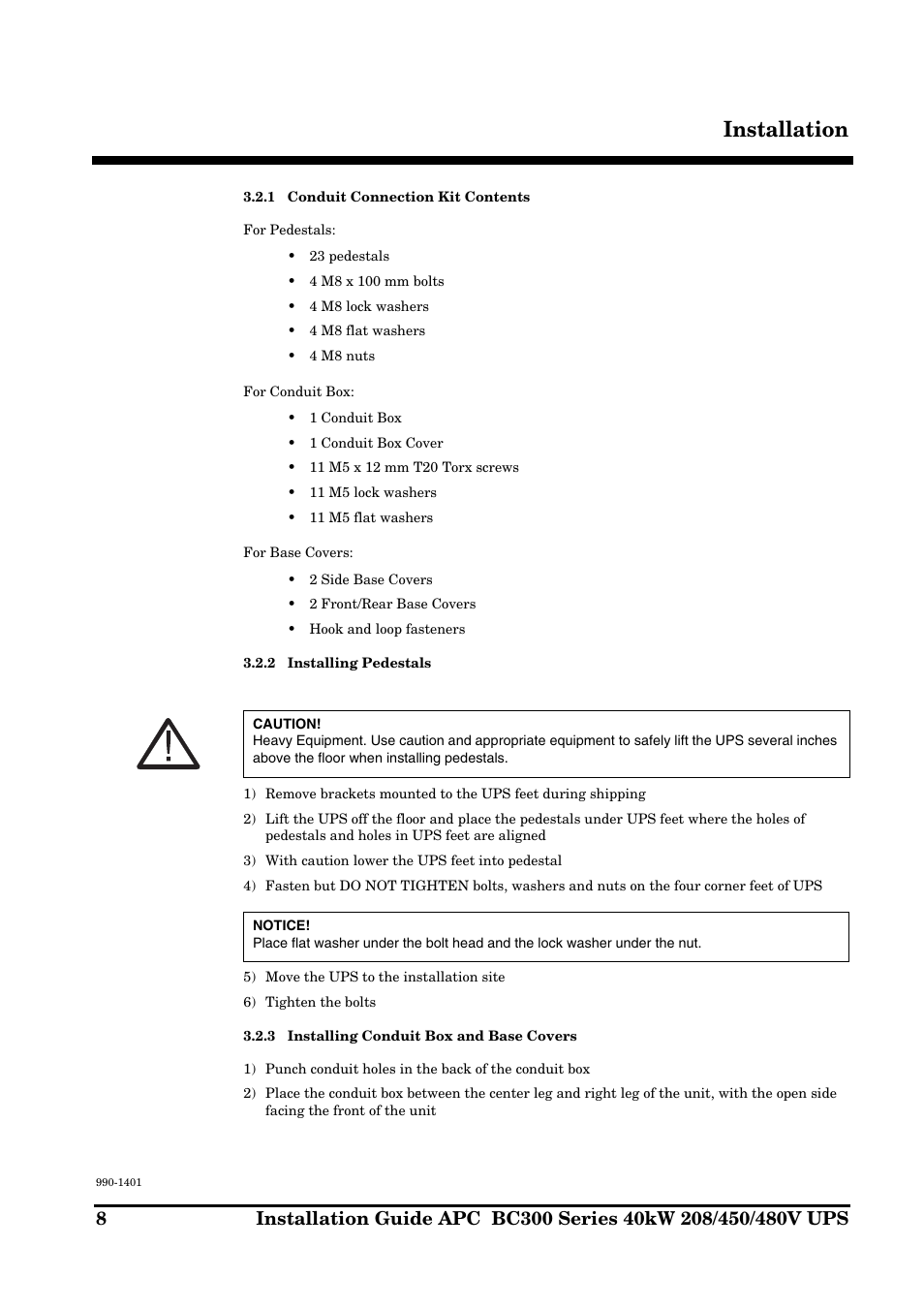 Installation | APC BC300 Series User Manual | Page 8 / 38