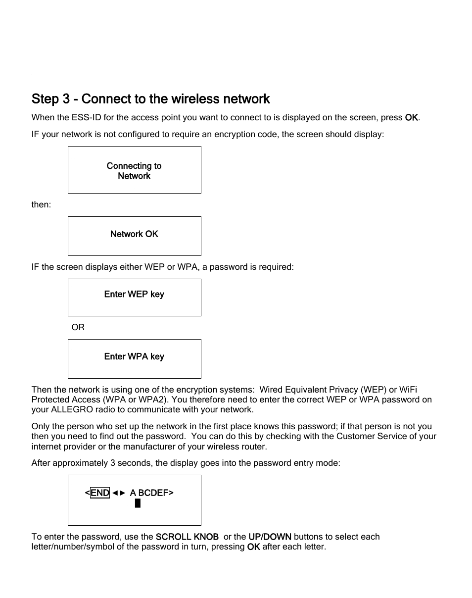 Step 3 - connect to the wireless network | ECOXGEAR IRD4000: Allegro User Manual | Page 13 / 48