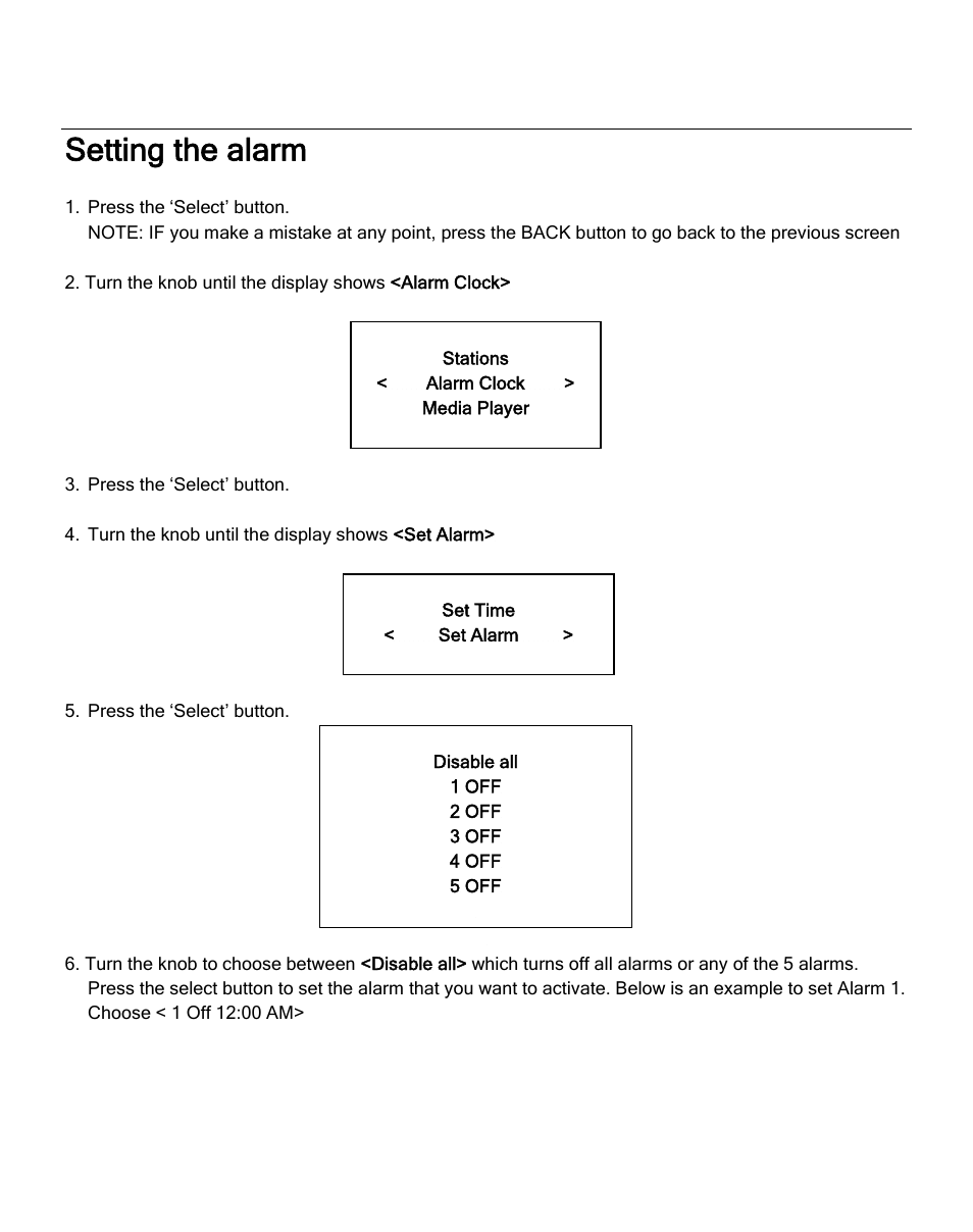 Setting the alarm | ECOXGEAR IRD4000: Allegro User Manual | Page 20 / 48