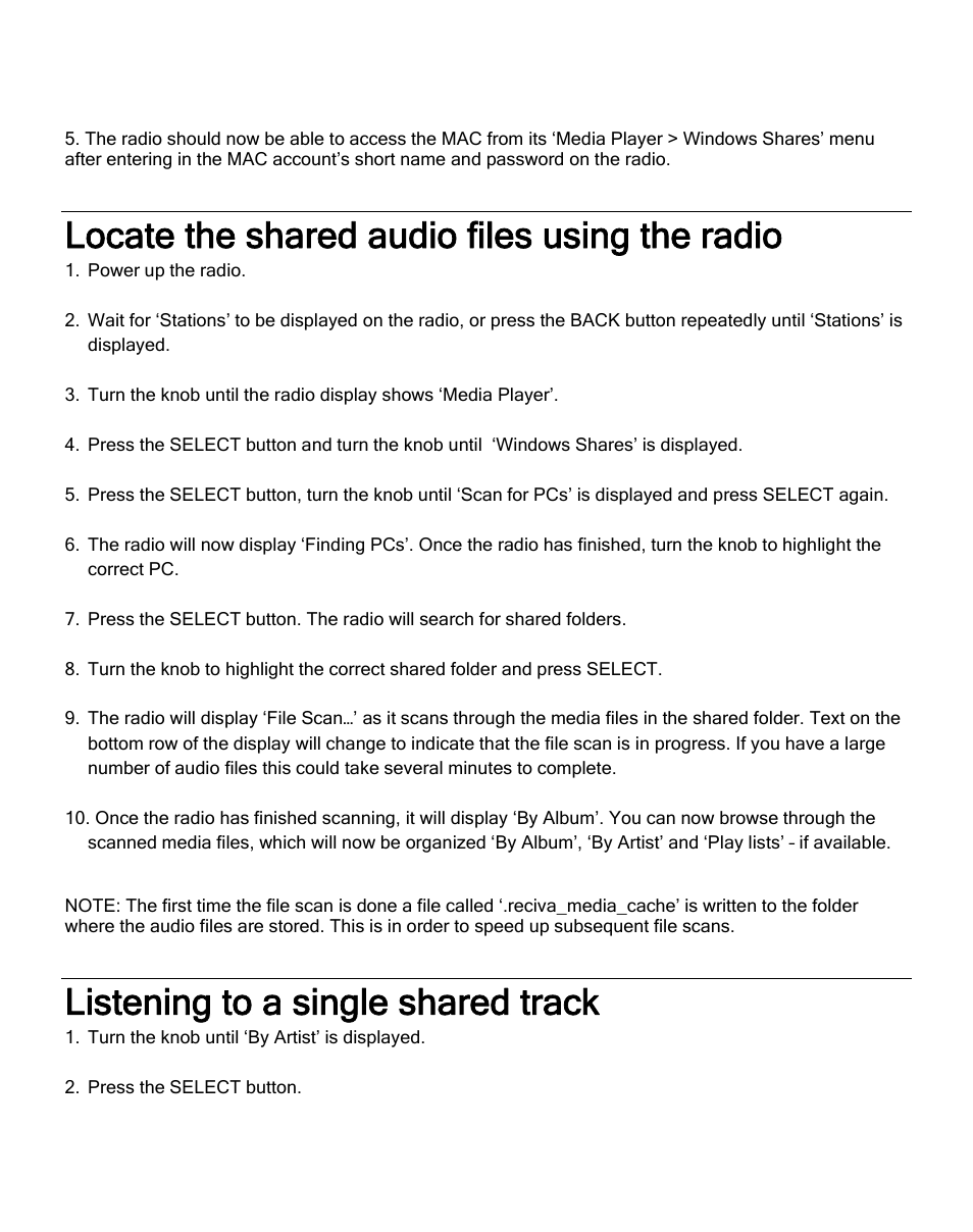 Locate the shared audio files using the radio, Listening to a single shared track | ECOXGEAR IRD4000: Allegro User Manual | Page 28 / 48