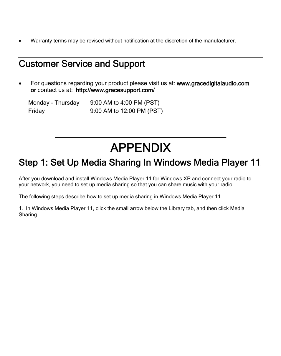 Customer service and support, Appendix | ECOXGEAR IRD4000: Allegro User Manual | Page 43 / 48