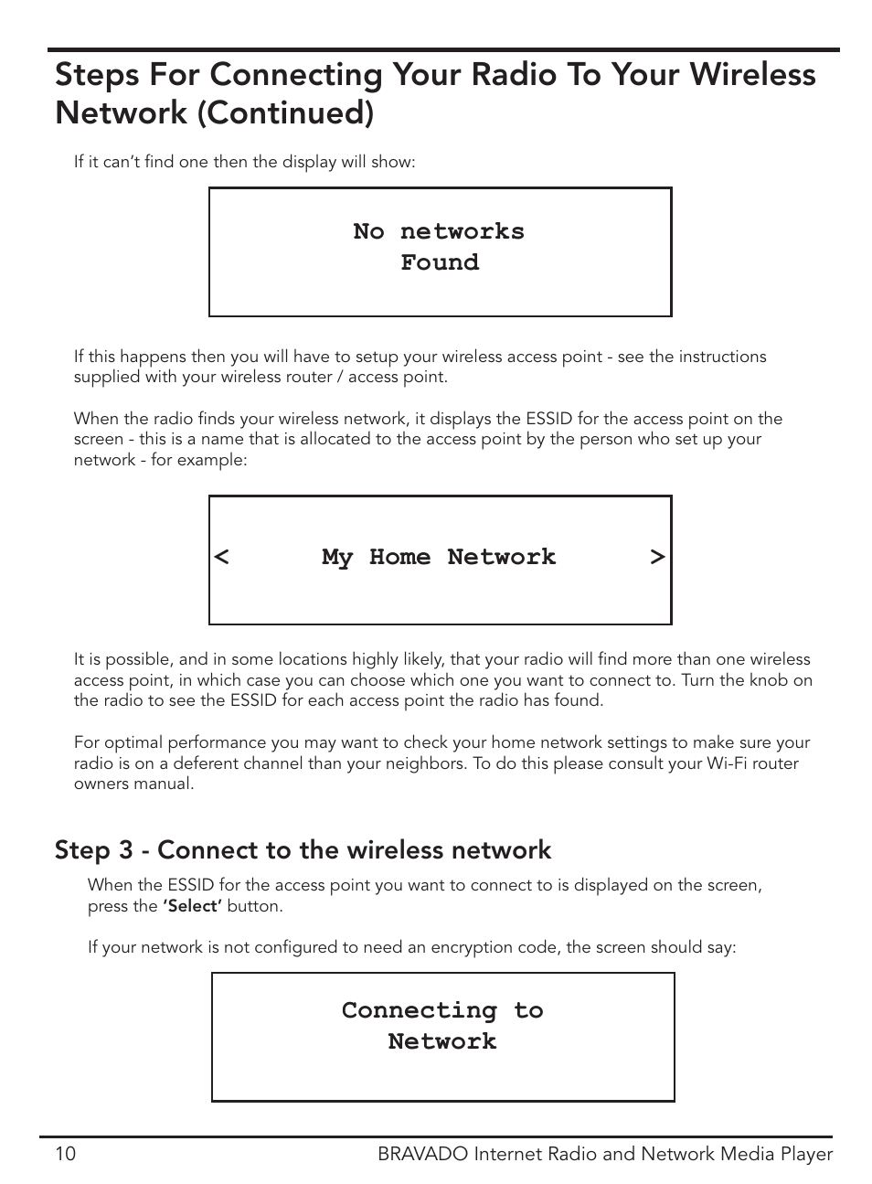 No networks found, My home network | ECOXGEAR IRD4400M: Bravado User Manual | Page 10 / 44