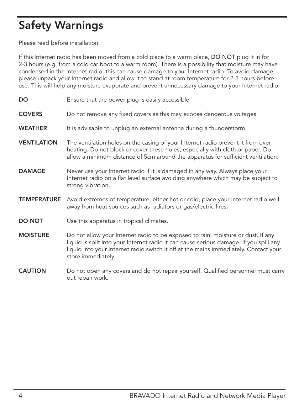 Safety warnings | ECOXGEAR IRD4400M: Bravado User Manual | Page 4 / 44