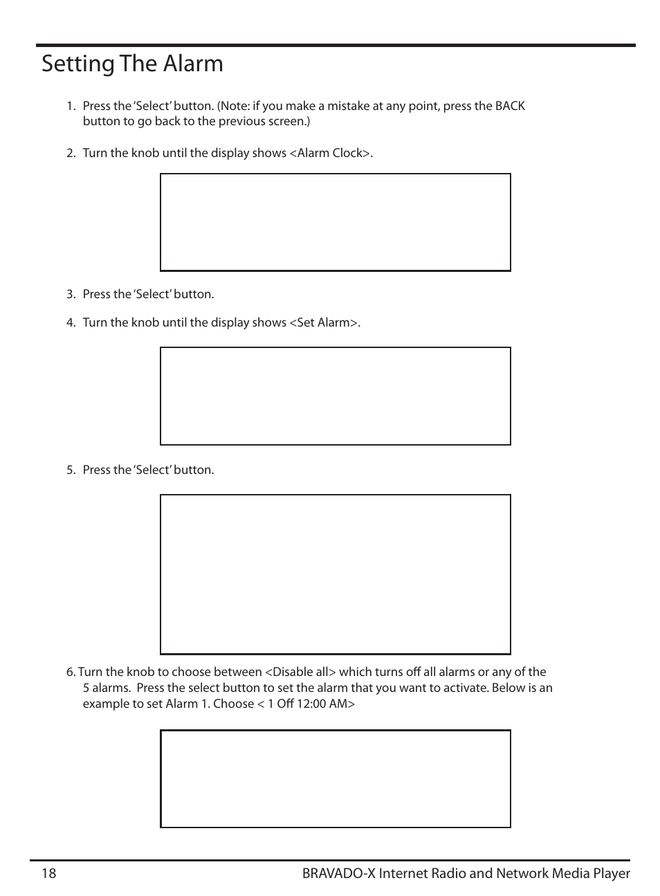 Setting the alarm, Stations < alarm clock > media player, Set time < set alarm | ECOXGEAR IRD4500M: Bravado X User Manual | Page 18 / 46