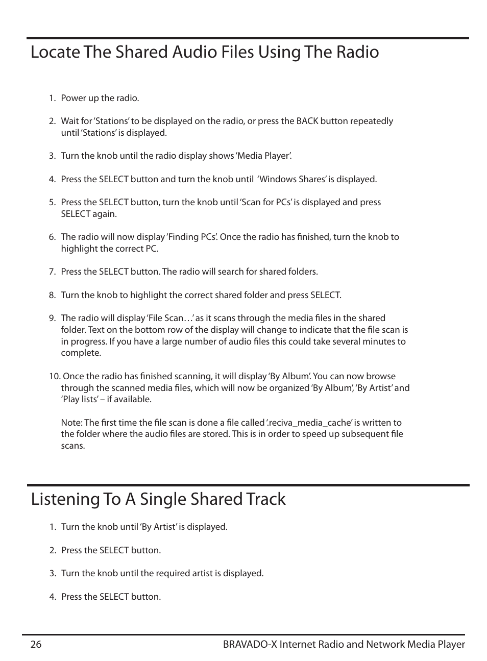 Listening to a single shared track, Locate the shared audio files using the radio | ECOXGEAR IRD4500M: Bravado X User Manual | Page 26 / 46