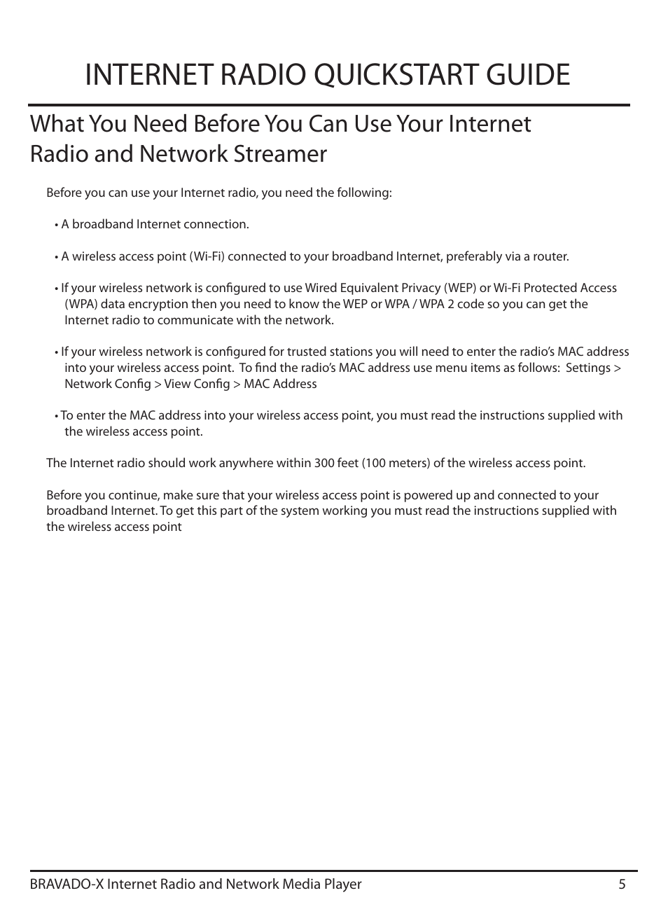 Internet radio quickstart guide | ECOXGEAR IRD4500M: Bravado X User Manual | Page 5 / 46