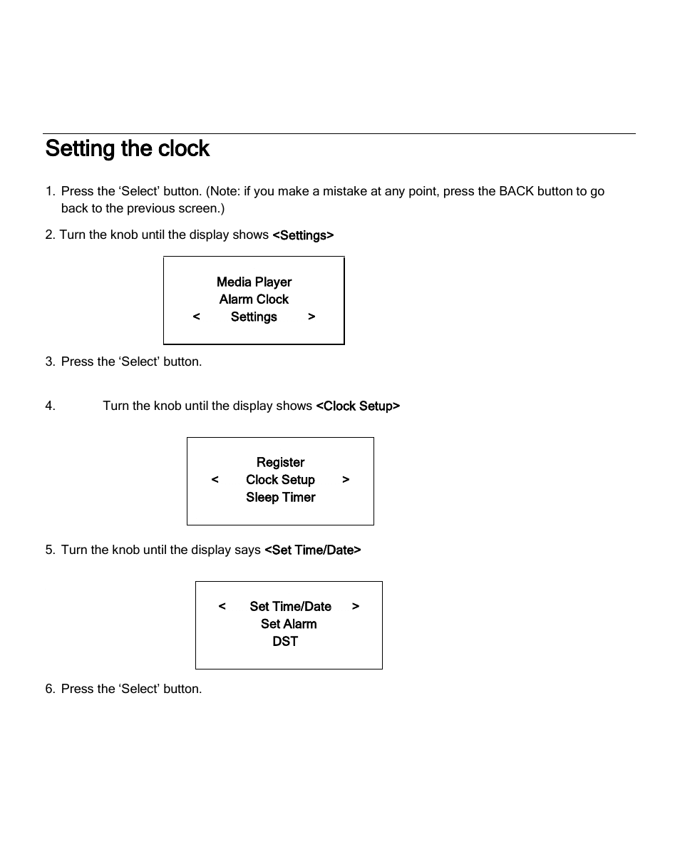 Setting the clock | ECOXGEAR IRMS300: MicroSystem User Manual | Page 20 / 35